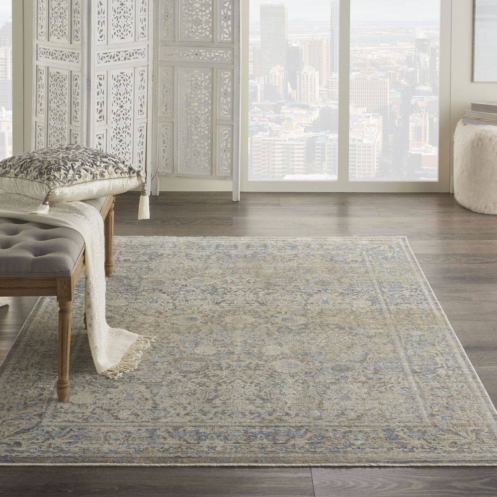 Silken Weave SLW01 Ivory Blue Rugs #color_ivory blue