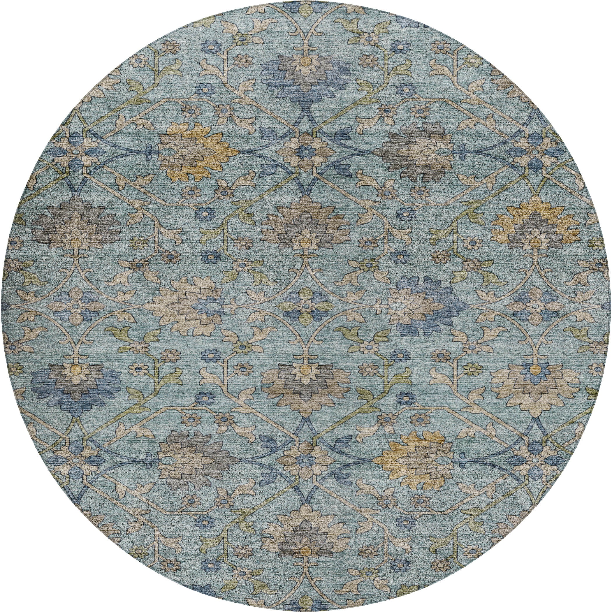 Indoor/Outdoor Transitional SR1 Denim Blue Rug 8' x 8' #shape_Round
