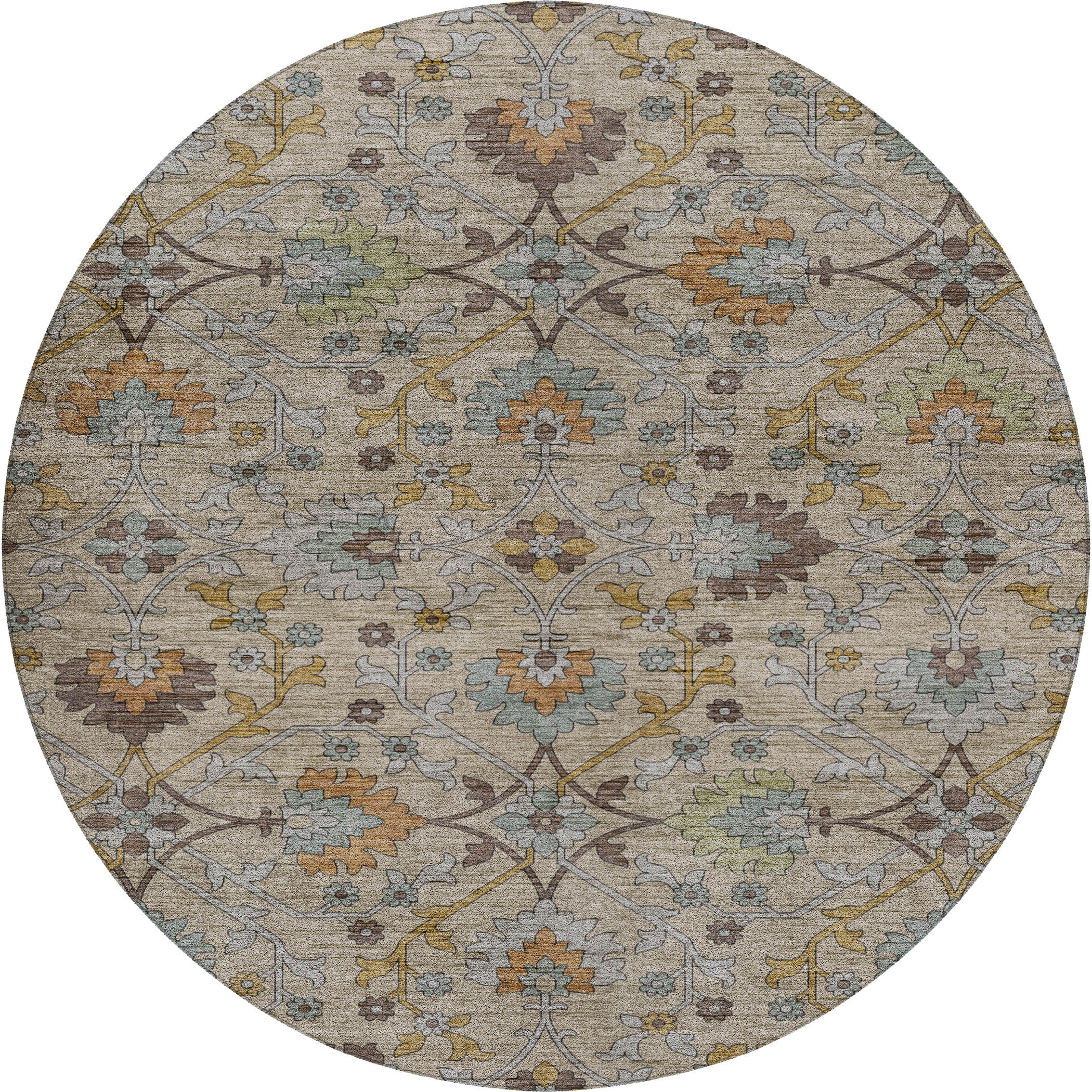Indoor/Outdoor Transitional SR1 Flax Ivory Rug 8' x 8' #shape_Round