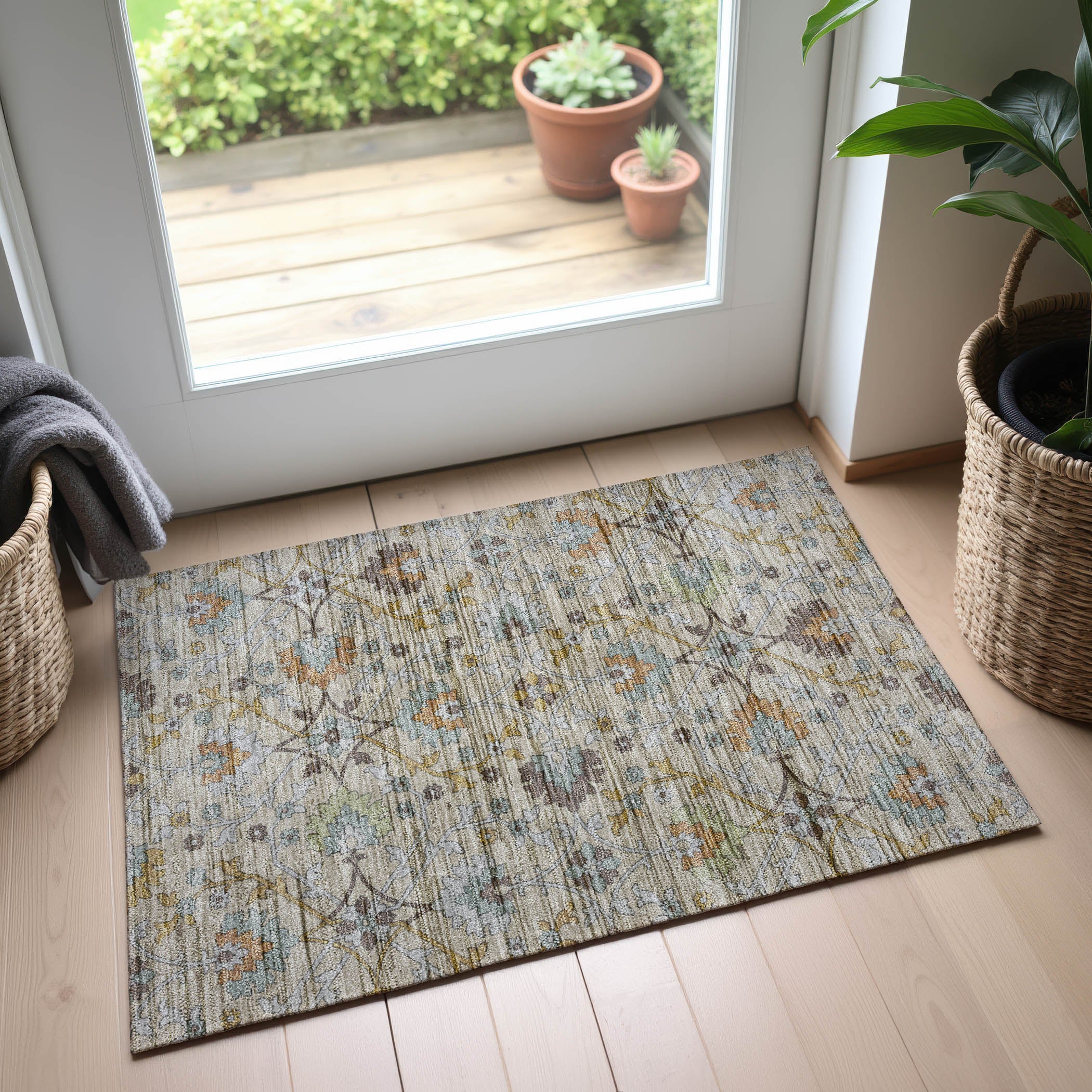 Indoor/Outdoor Transitional SR1 Flax Ivory Rug 1'8" x 2'6" #shape_Rectangle