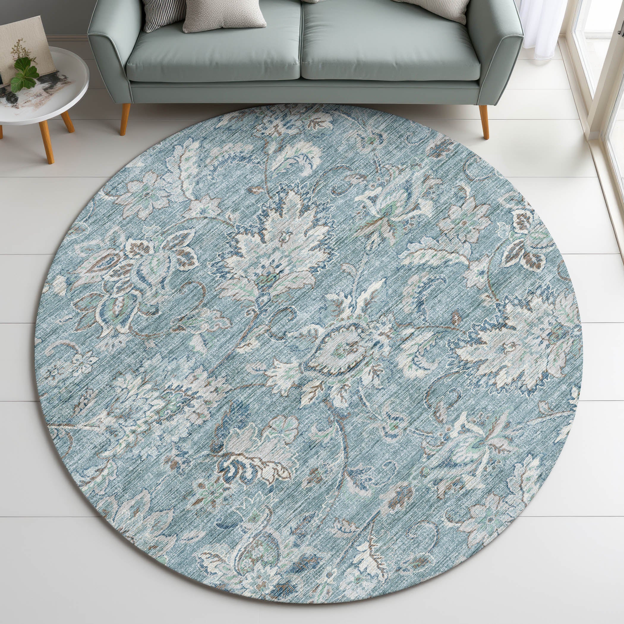 Indoor/Outdoor Transitional SR2 Baltic Blue Rug 8' x 8' #shape_Round