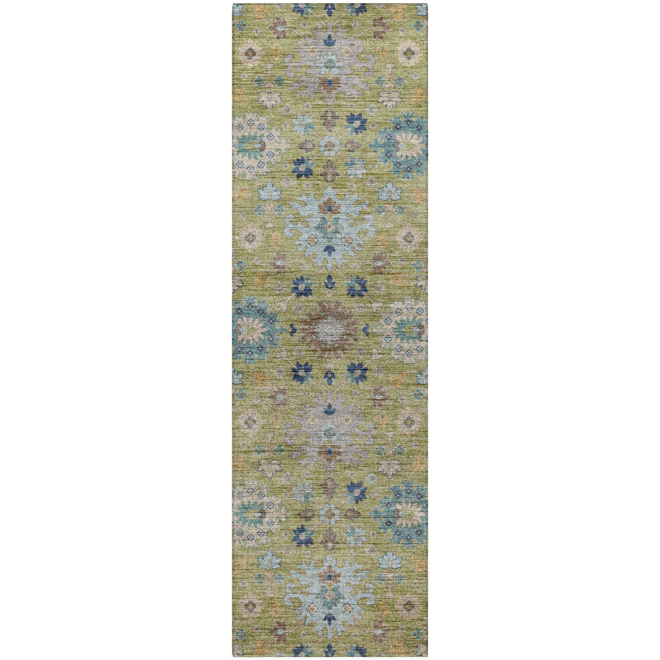 Indoor/Outdoor Traditional SR3 Aloe Green Rug 2'3" x 7'6" #shape_Runner