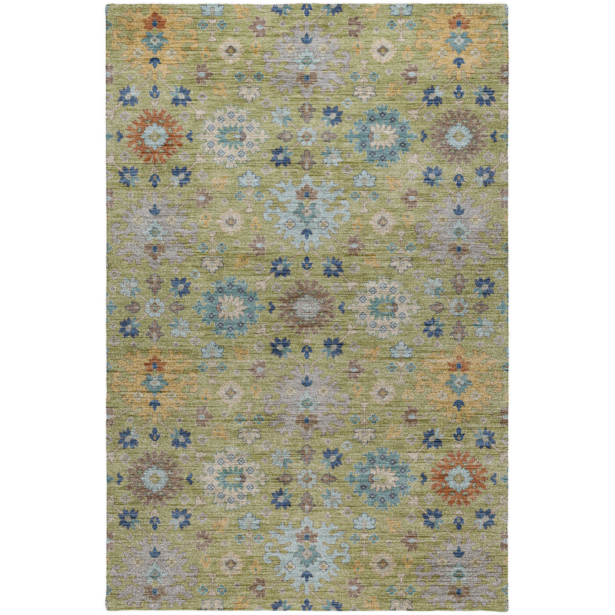 Indoor/Outdoor Traditional SR3 Aloe Green Rug 2'6" x 3'10" #shape_Rectangle