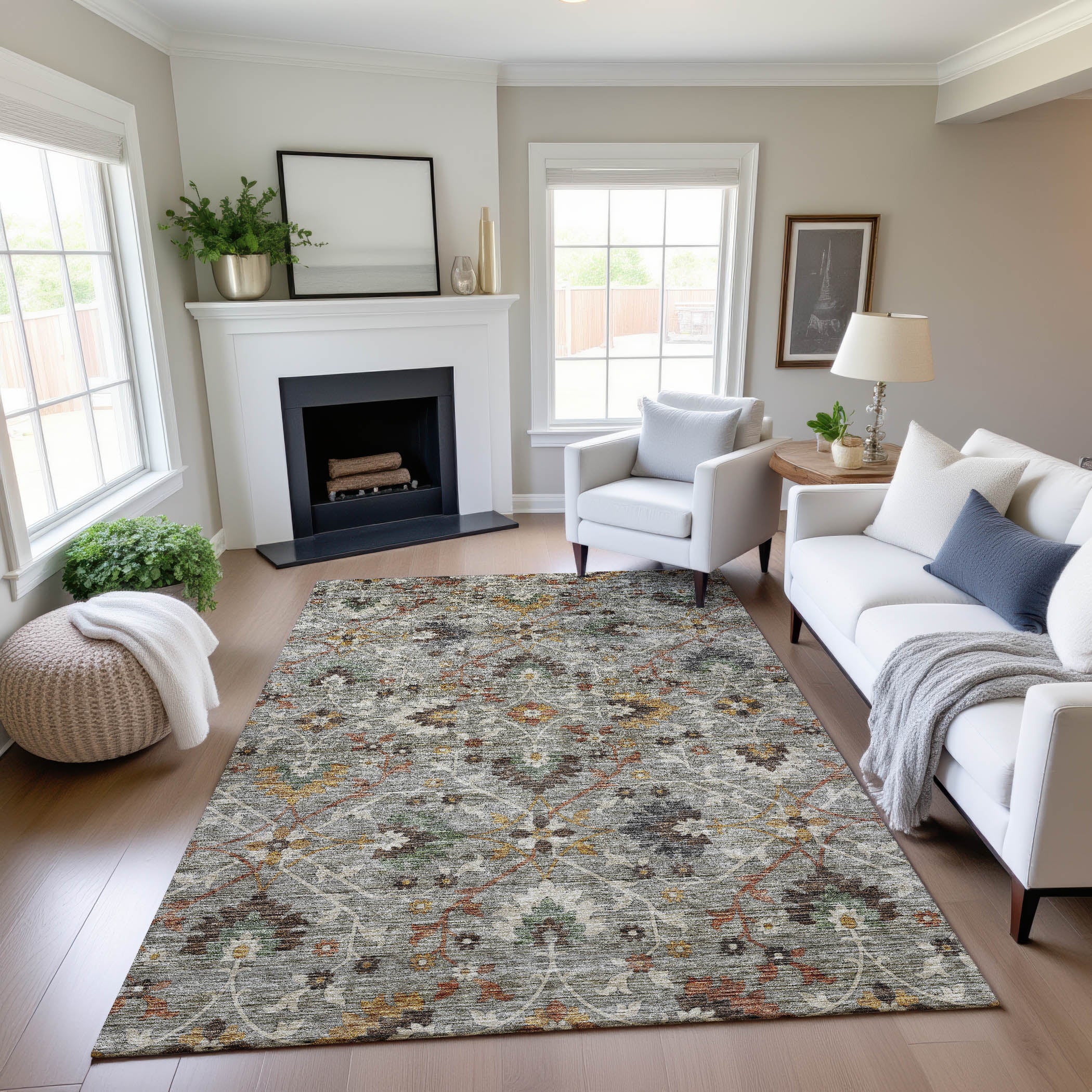 Indoor/Outdoor Transitional SR4 Pewter Gray Rug 2'6" x 3'10" #shape_Rectangle
