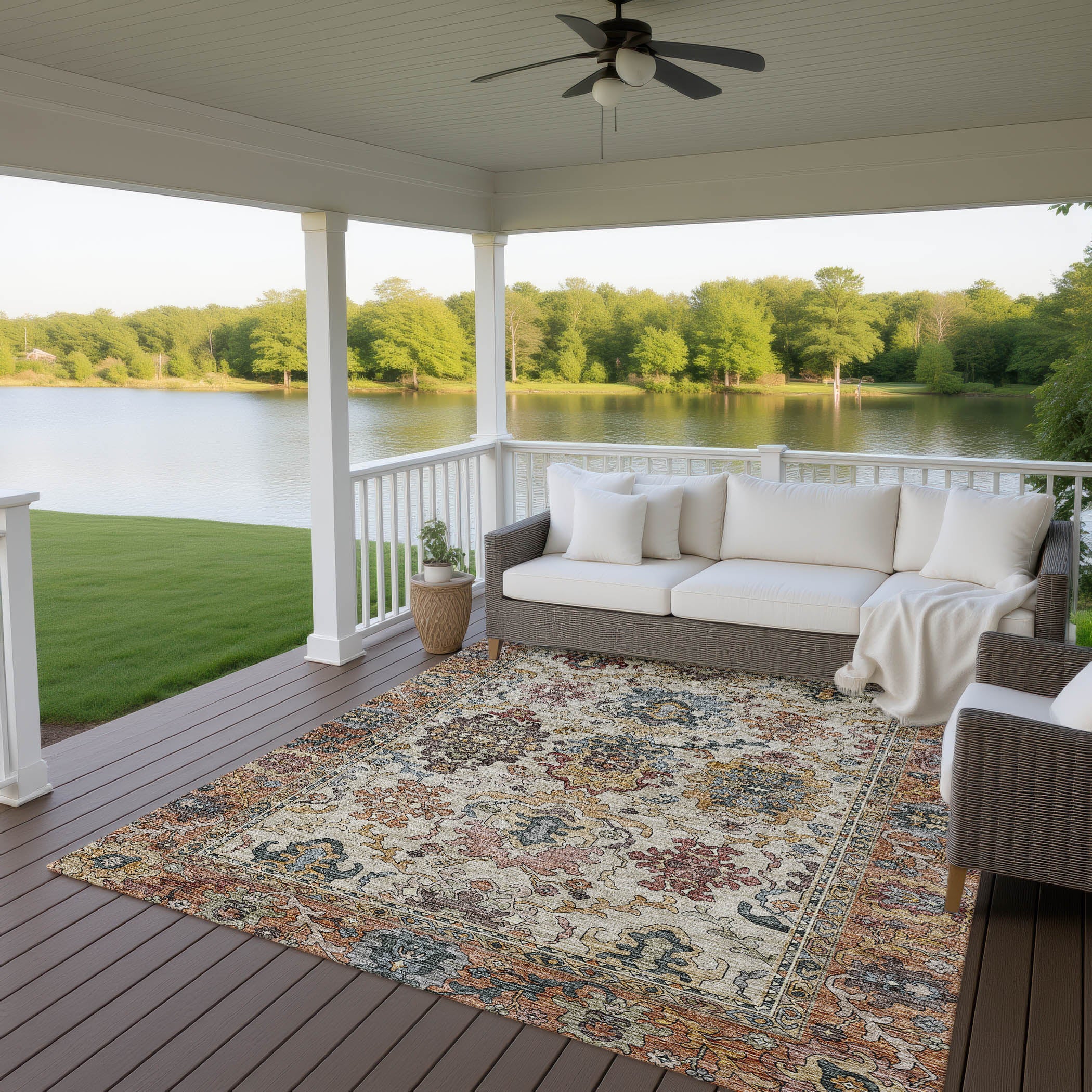 Indoor/Outdoor Traditional SR5 Copper Orange Rug 2'6" x 3'10" #shape_Rectangle