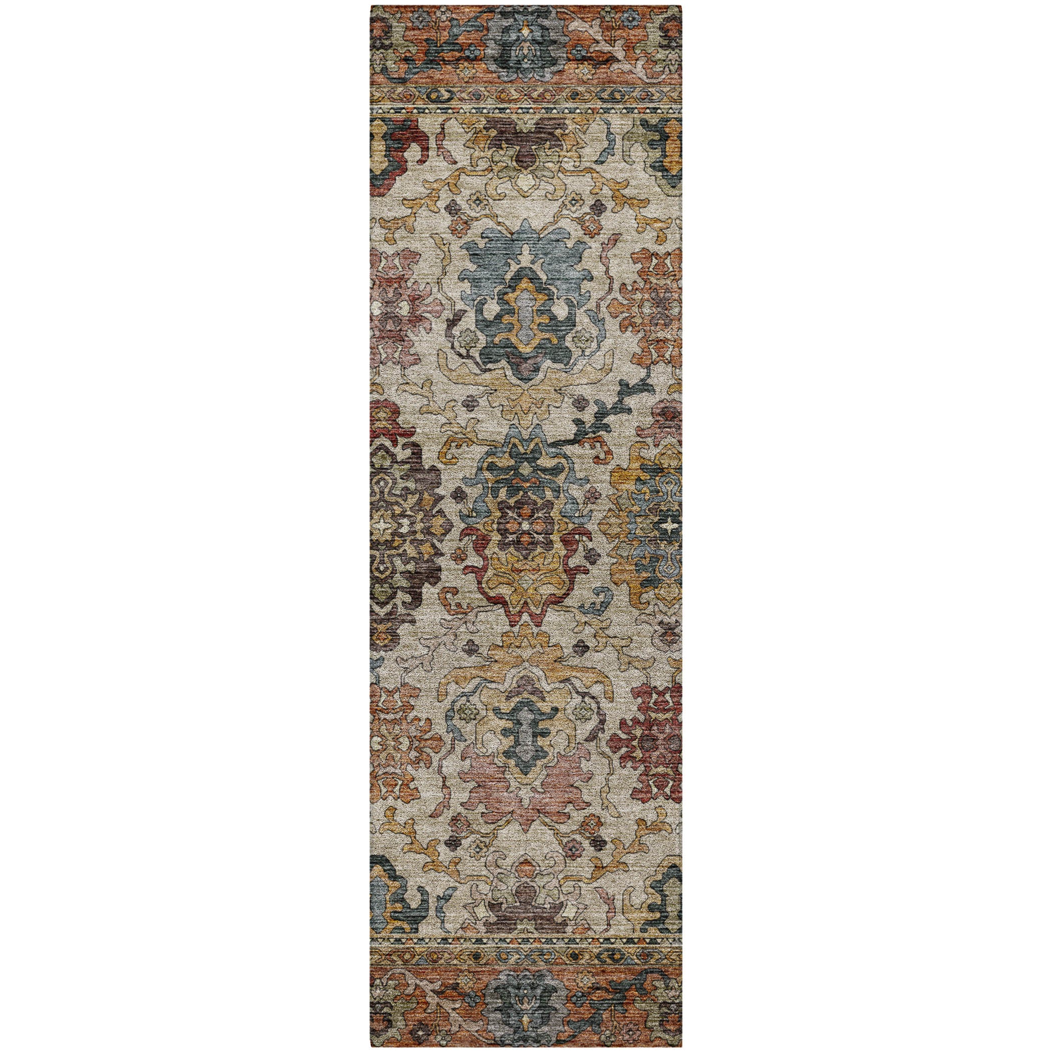 Indoor/Outdoor Traditional SR5 Copper Orange Rug 2'3" x 7'6" #shape_Runner