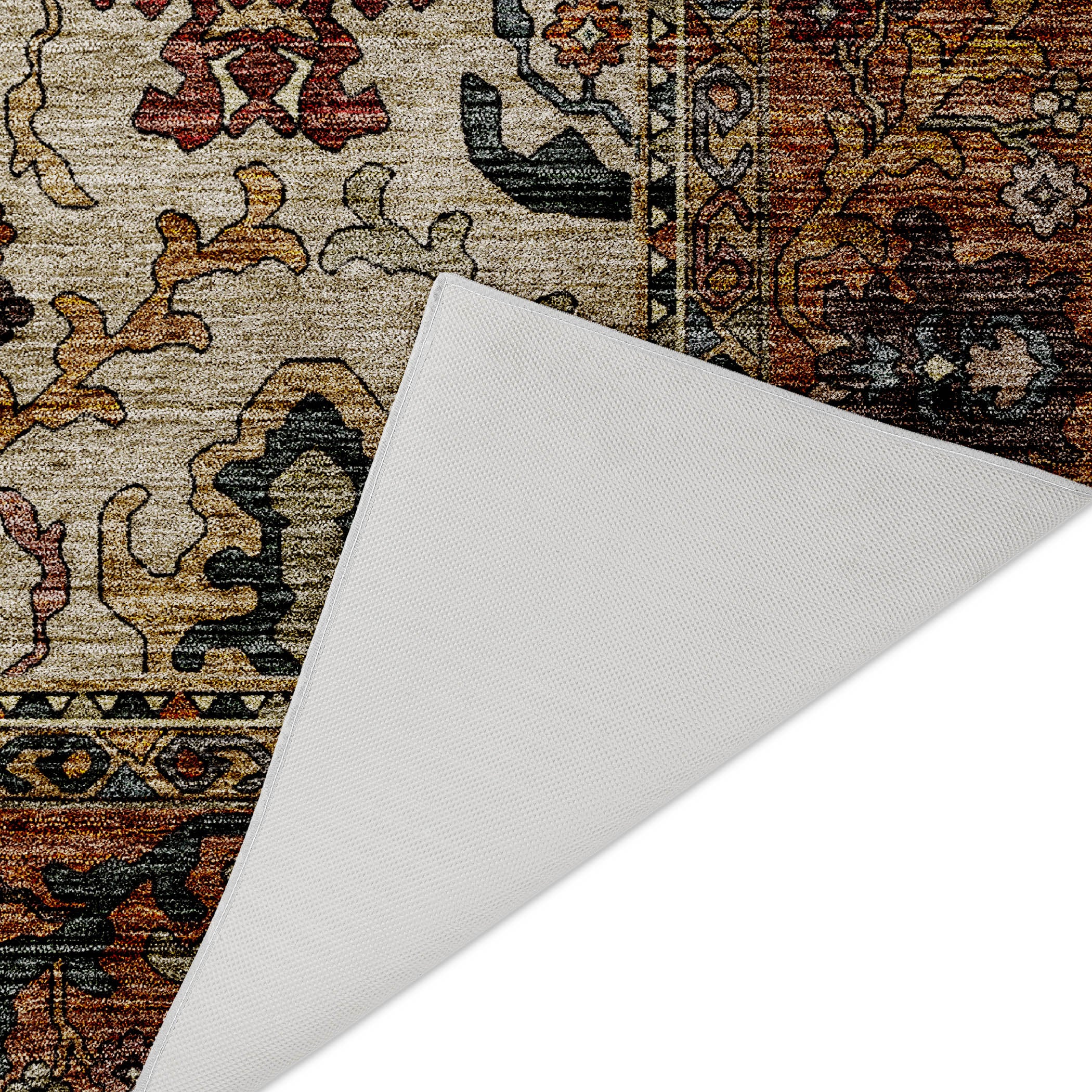 Indoor/Outdoor Traditional SR5 Copper Orange Rug 1'8" x 2'6" #shape_Rectangle