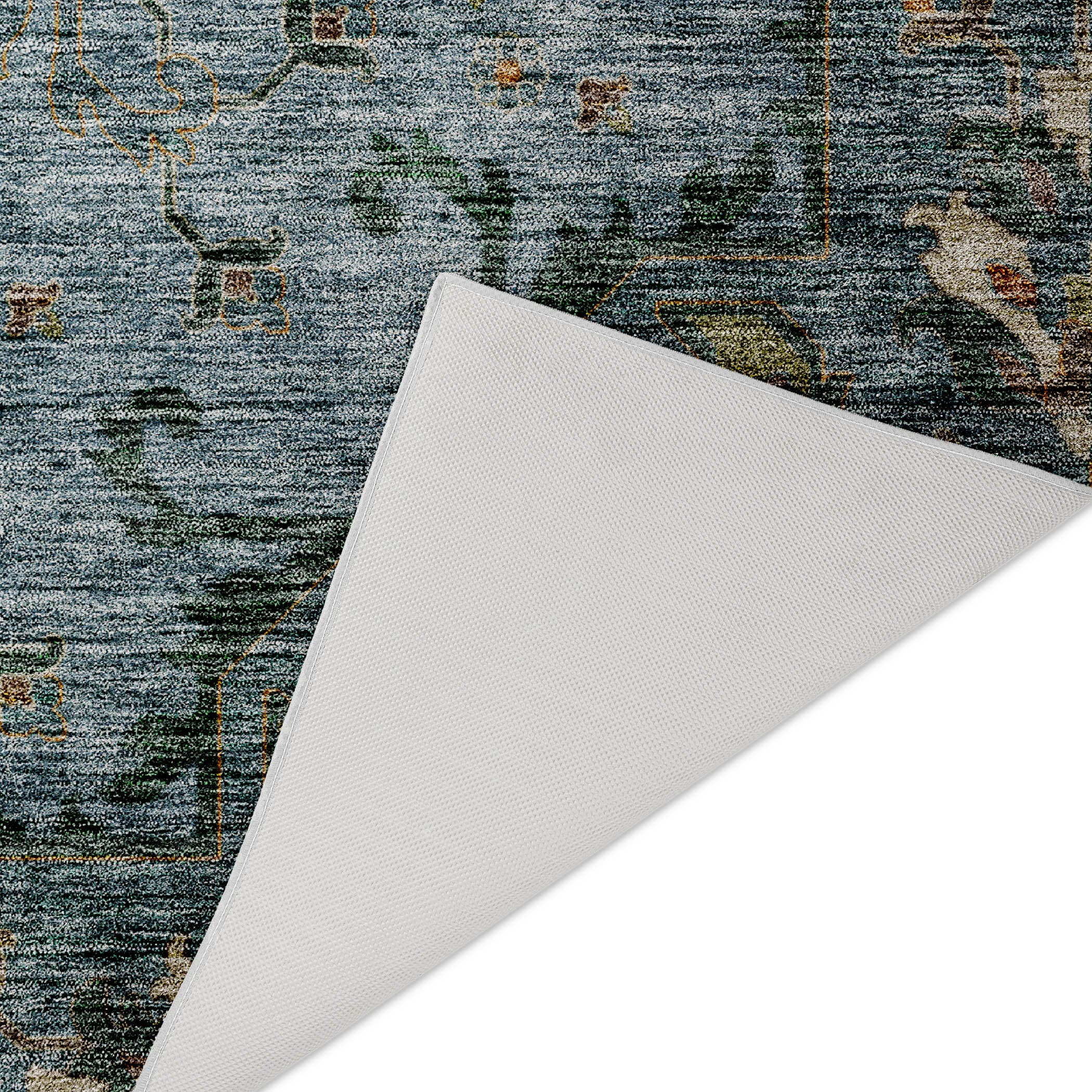 Indoor/Outdoor Traditional SR6 Aqua Teal Rug 1'8" x 2'6" #shape_Rectangle