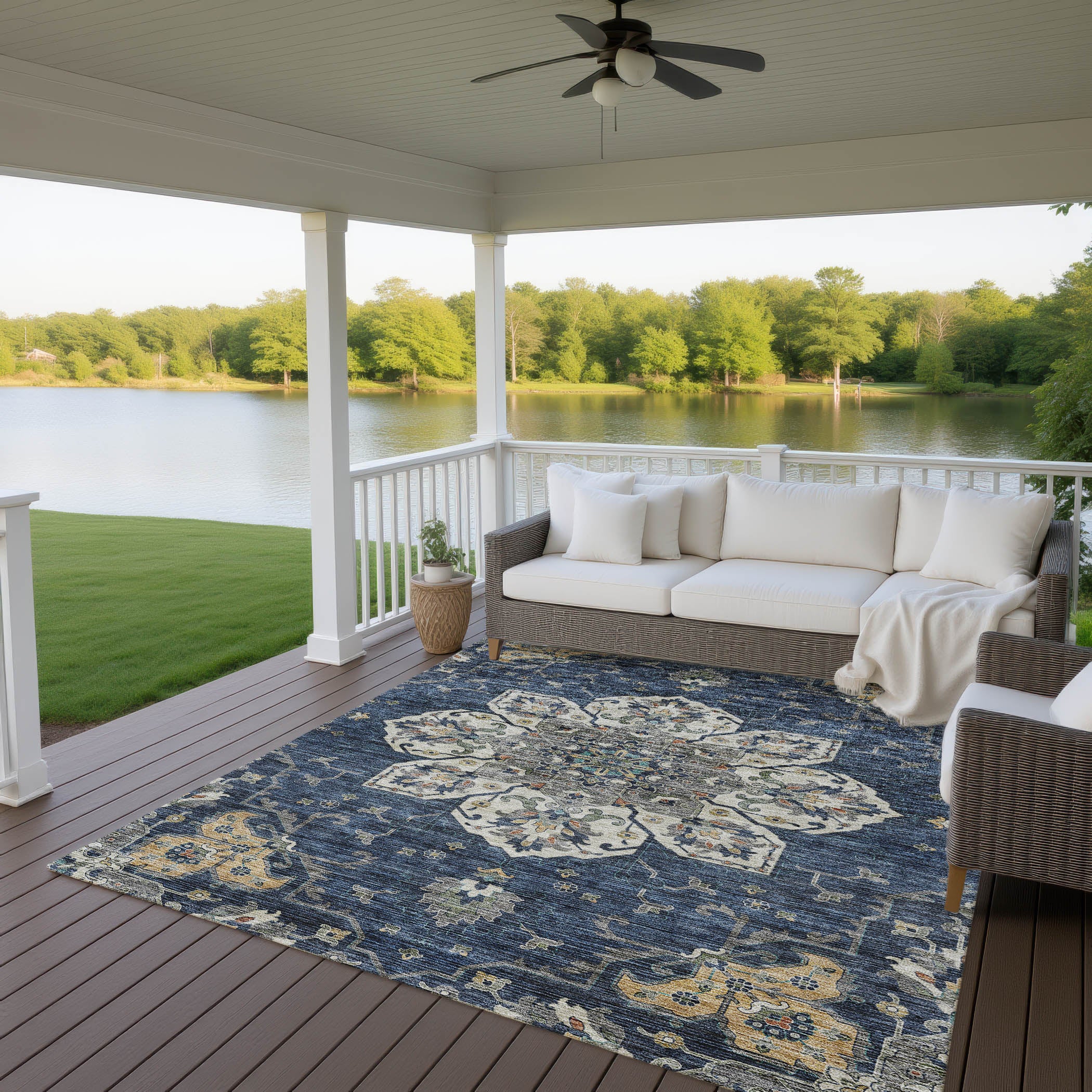 Indoor/Outdoor Traditional SR6 Navy Blue Rug 2'6" x 3'10" #shape_Rectangle