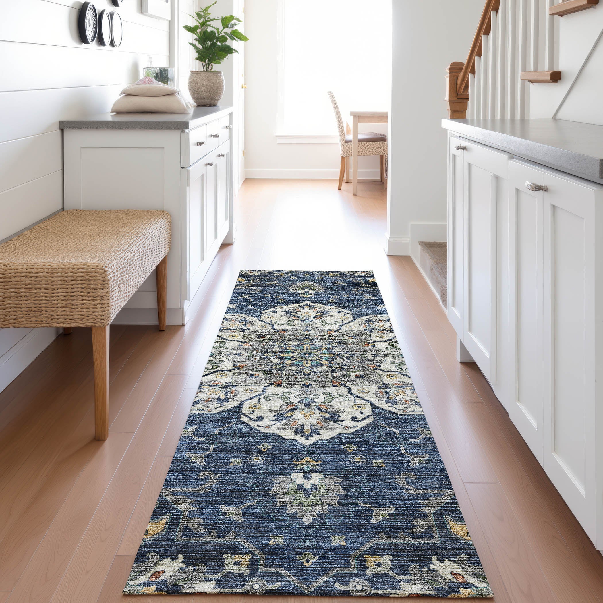 Indoor/Outdoor Traditional SR6 Navy Blue Rug 2'3" x 7'6" #shape_Runner