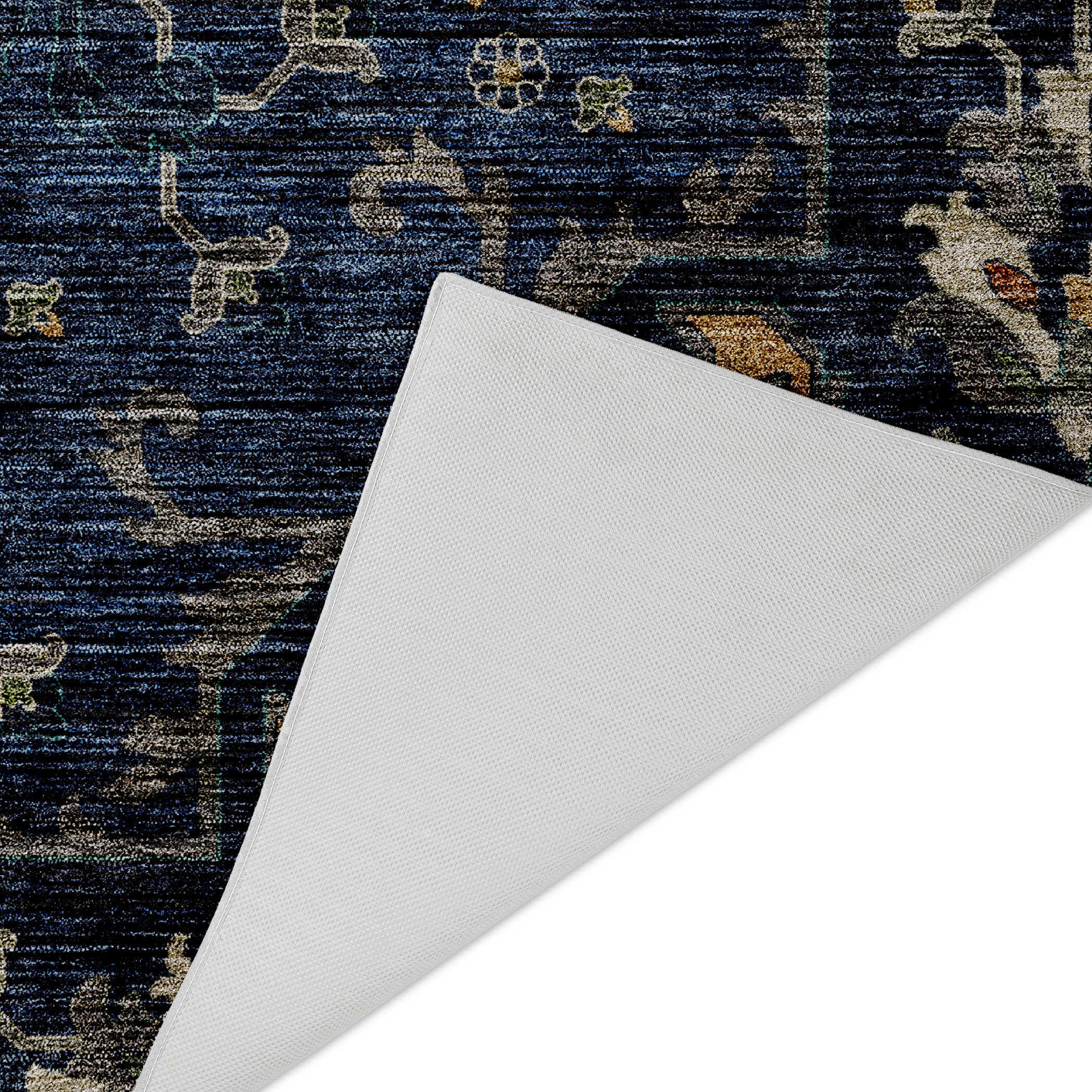 Indoor/Outdoor Traditional SR6 Navy Blue Rug 1'8" x 2'6" #shape_Rectangle