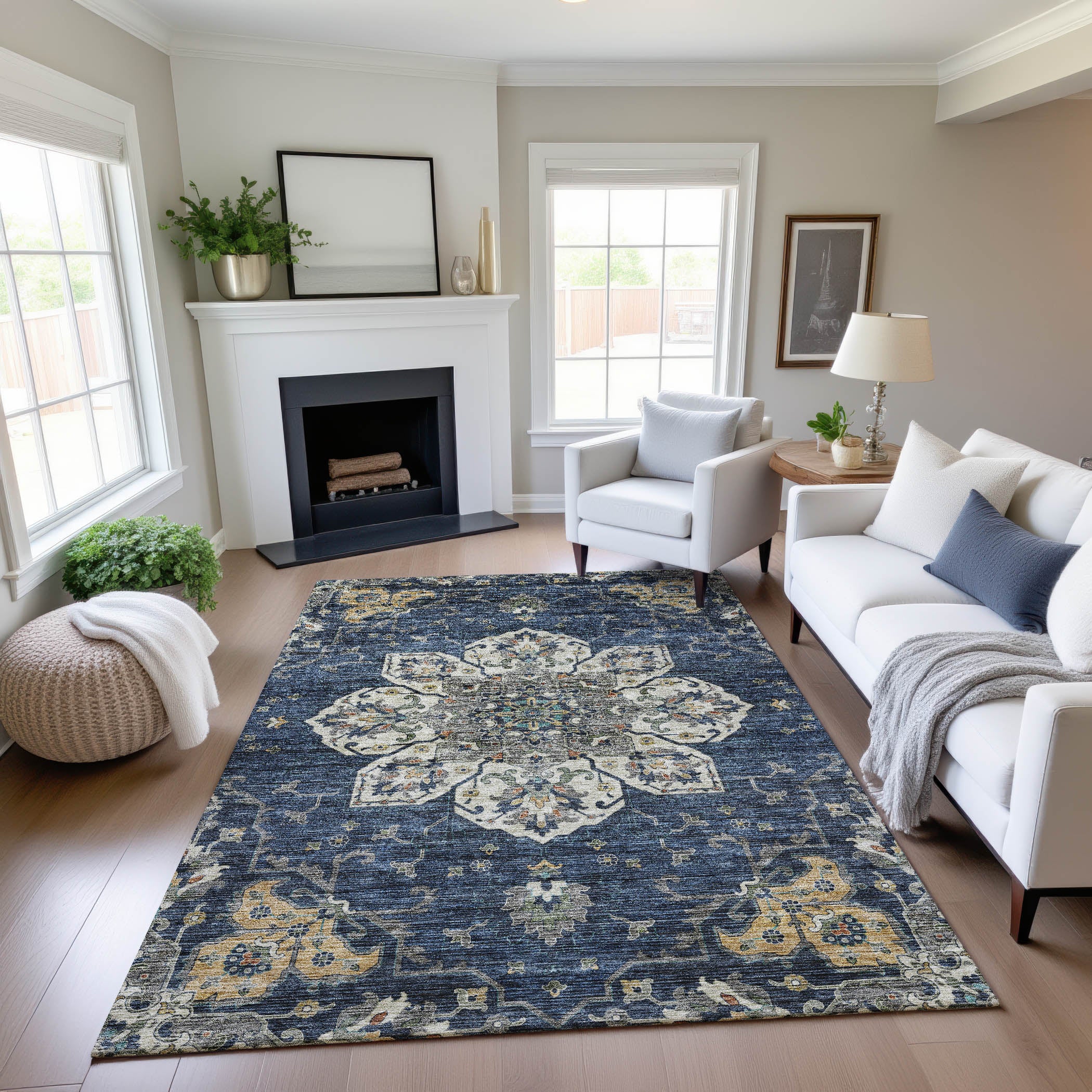 Indoor/Outdoor Traditional SR6 Navy Blue Rug 2'6" x 3'10" #shape_Rectangle