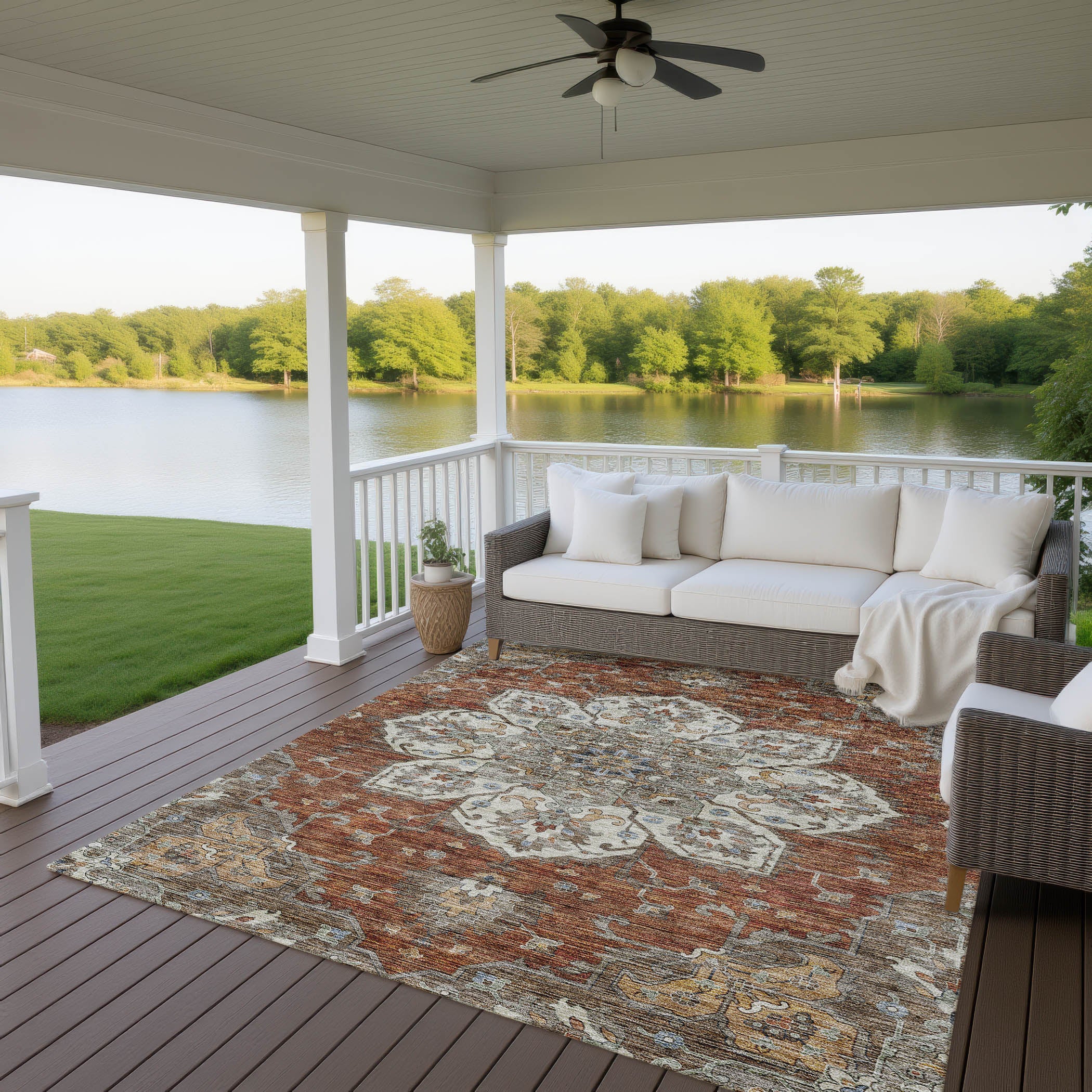 Indoor/Outdoor Traditional SR6 Paprika Orange Rug 2'6" x 3'10" #shape_Rectangle