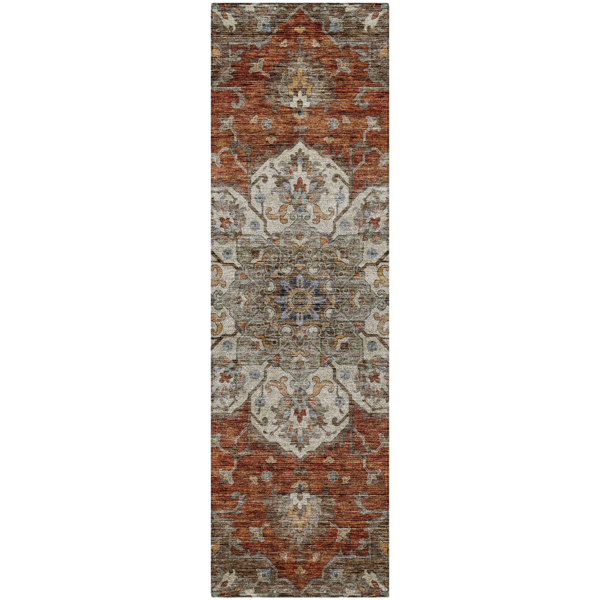 Indoor/Outdoor Traditional SR6 Paprika Orange Rug 2'3" x 7'6" #shape_Runner