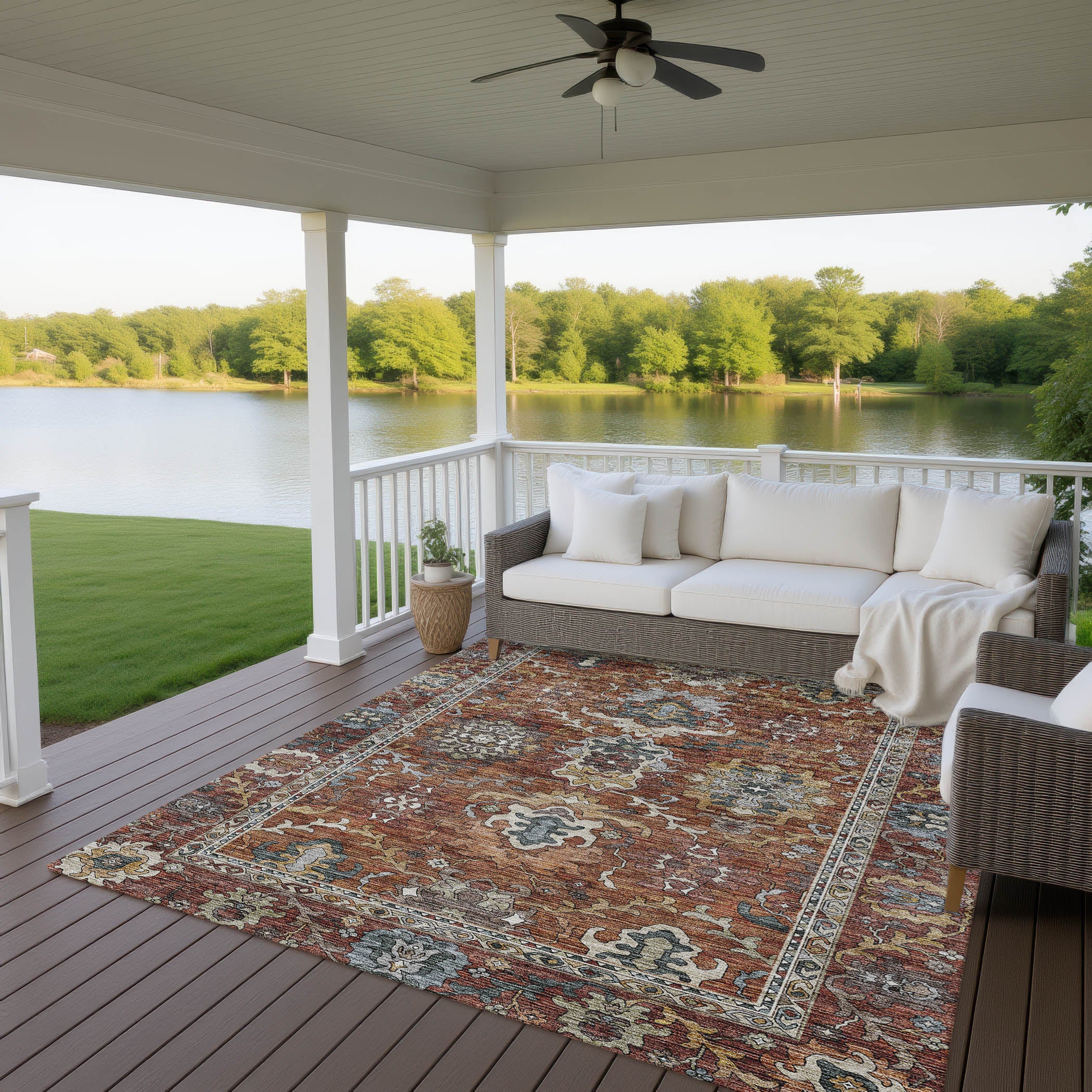 Indoor/Outdoor Traditional SR8 Paprika Orange Rug 2'6" x 3'10" #shape_Rectangle