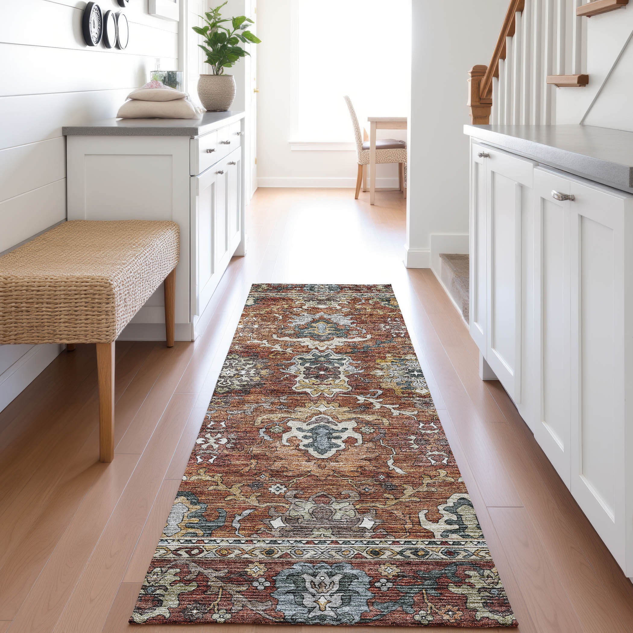 Indoor/Outdoor Traditional SR8 Paprika Orange Rug 2'3" x 7'6" #shape_Runner