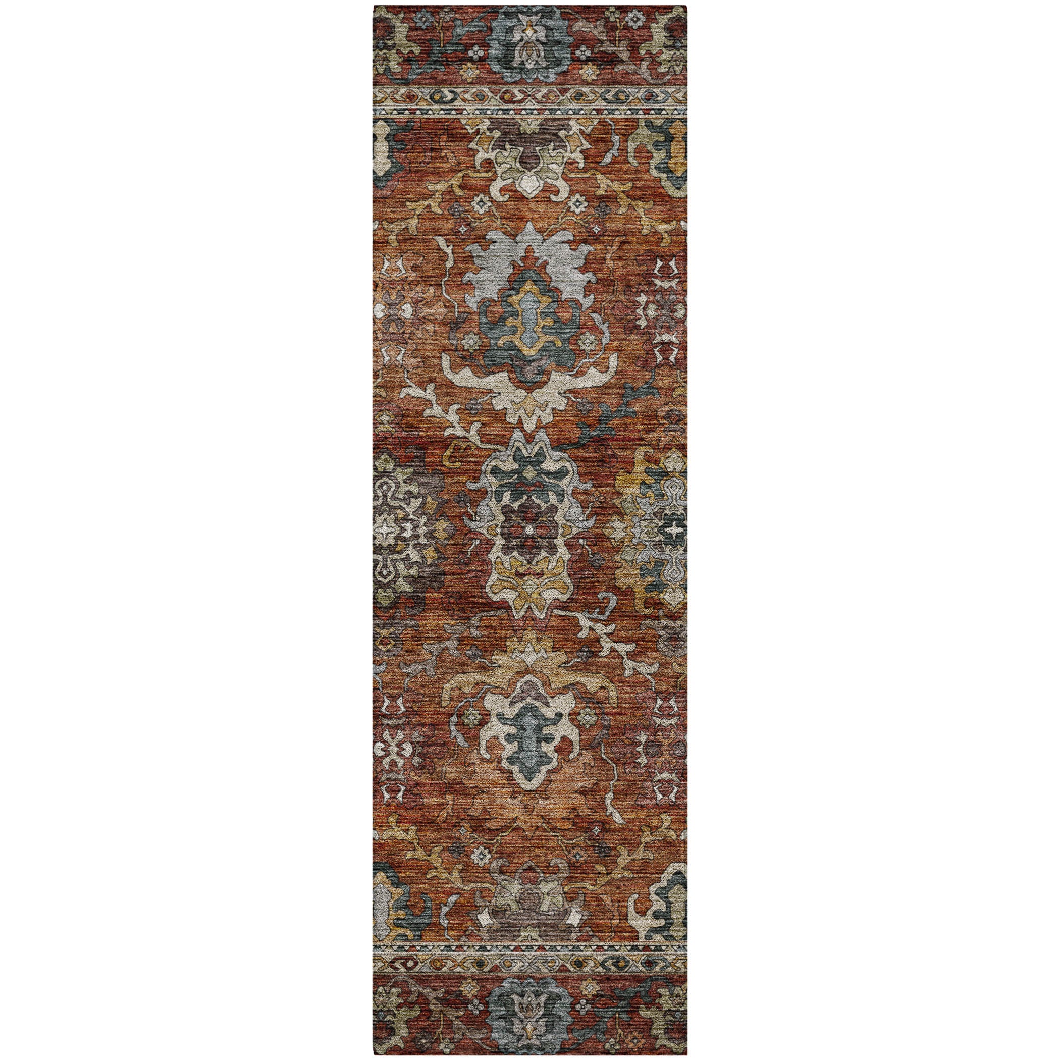 Indoor/Outdoor Traditional SR8 Paprika Orange Rug 2'3" x 7'6" #shape_Runner