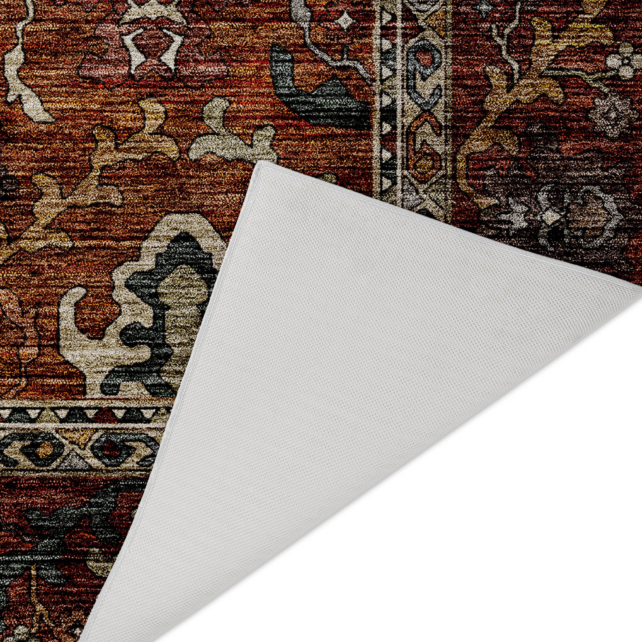 Indoor/Outdoor Traditional SR8 Paprika Orange Rug 1'8" x 2'6" #shape_Rectangle