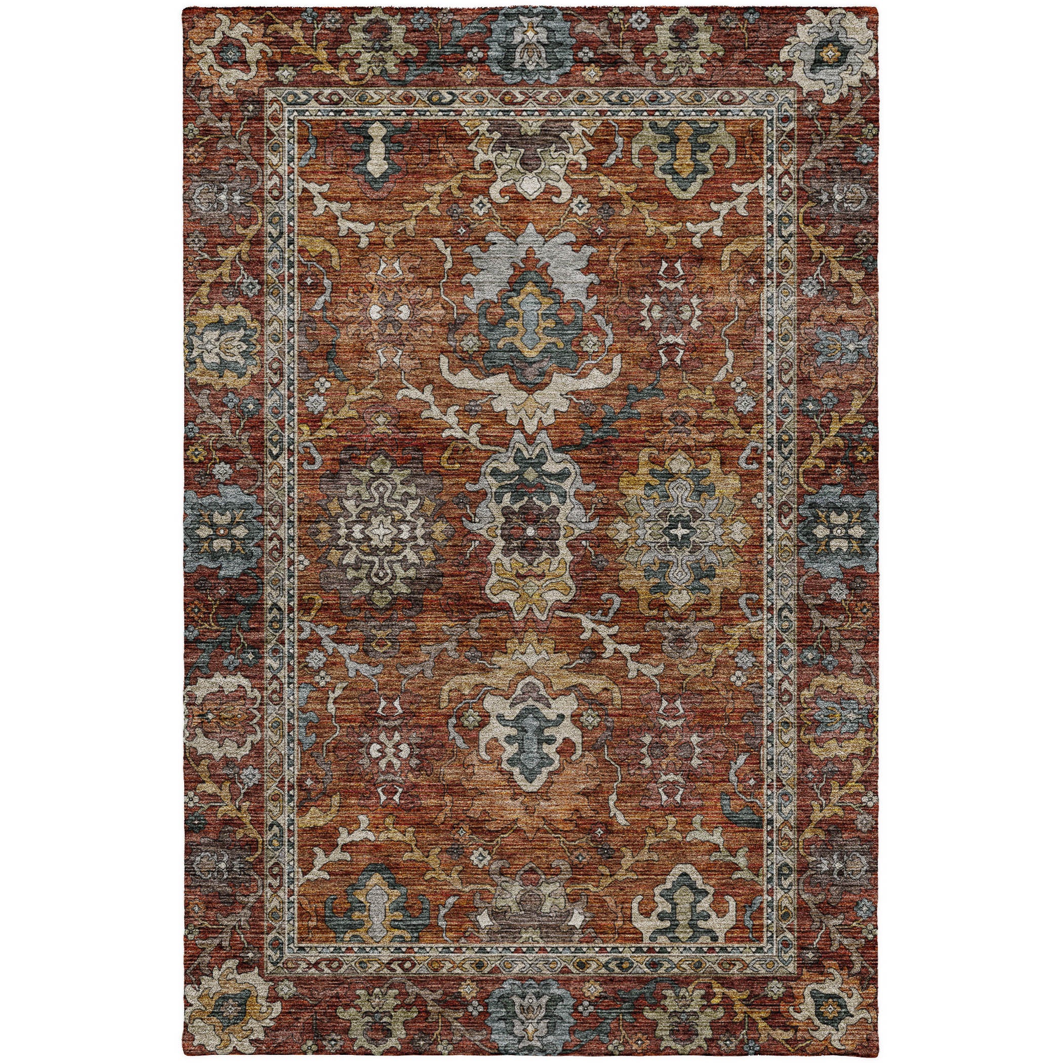 Indoor/Outdoor Traditional SR8 Paprika Orange Rug 2'6" x 3'10" #shape_Rectangle