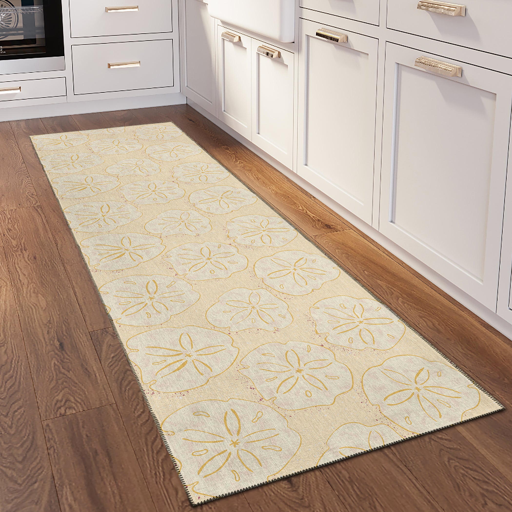 Luxury Machine Washable Indoor/Outdoor Coastal SZ10 Ivory Rug 2'3" x 7'6" #shape_Runner