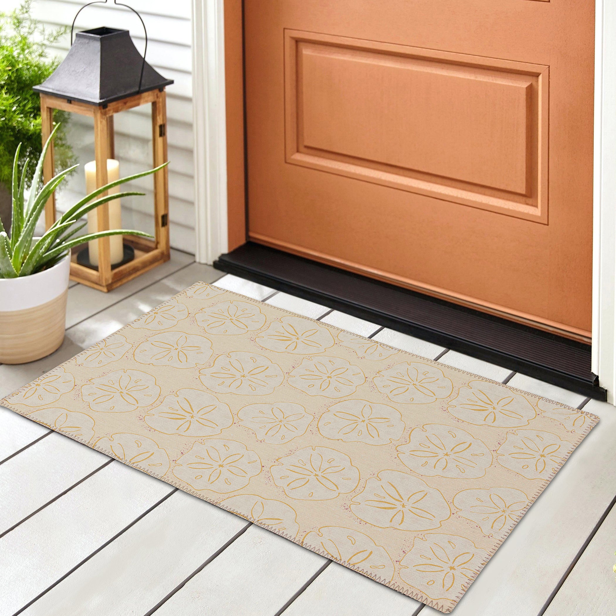 Luxury Machine Washable Indoor/Outdoor Coastal SZ10 Ivory Rug 1'8" x 2'6" #shape_Rectangle