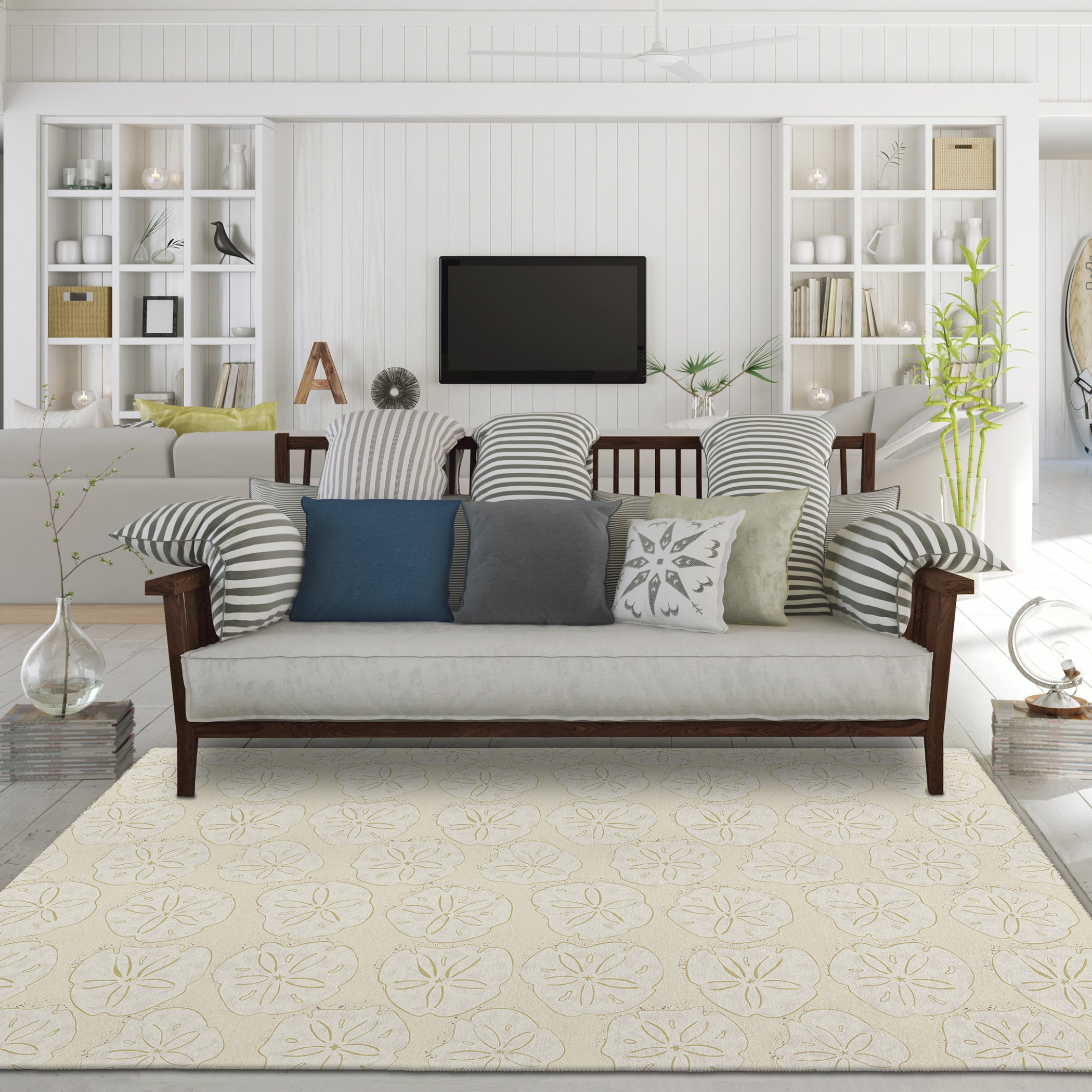 Luxury Machine Washable Indoor/Outdoor Coastal SZ10 Ivory Rug 2'6" x 3'10" #shape_Rectangle