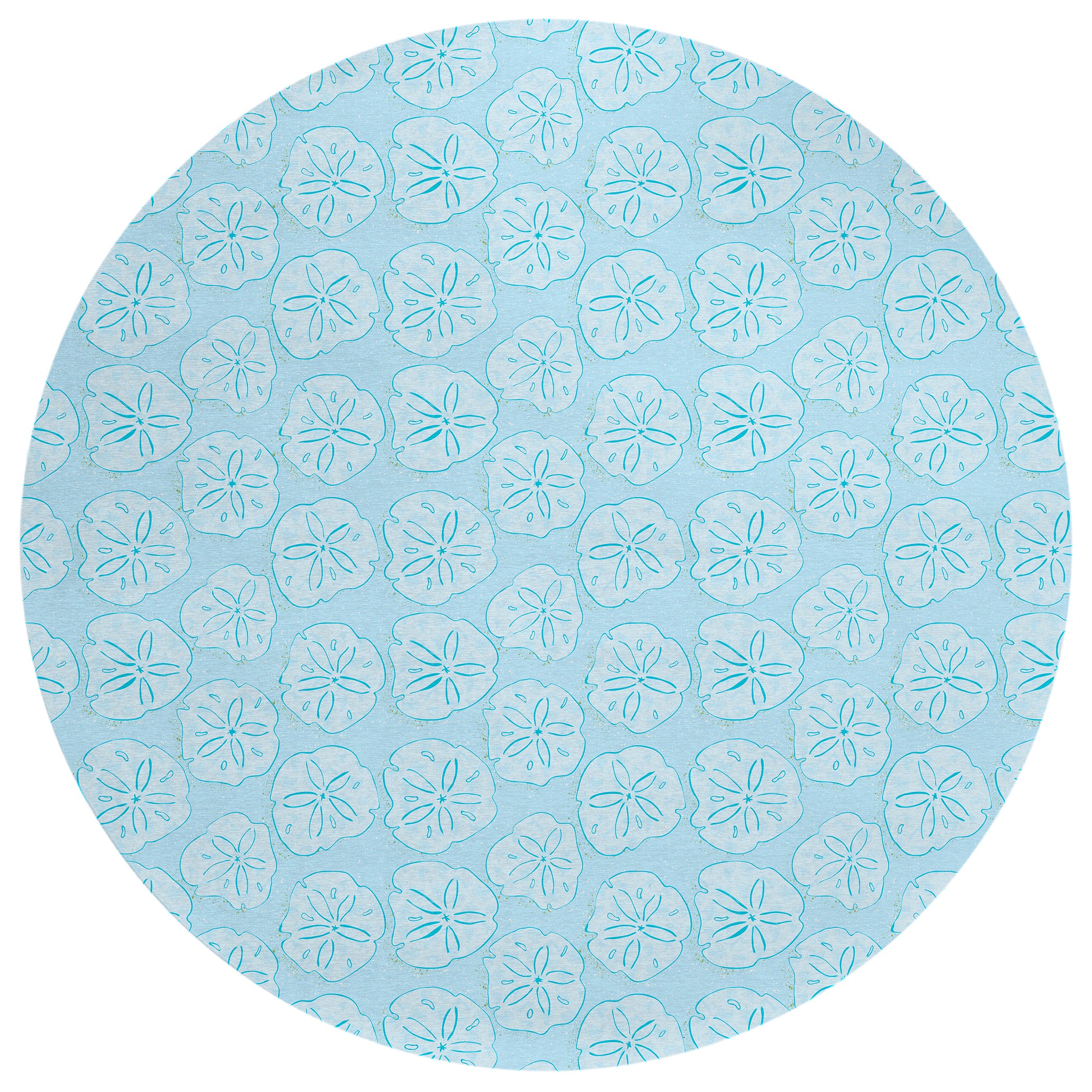 Luxury Machine Washable Indoor/Outdoor Coastal SZ10 Sky Blue Rug 8' x 8' #shape_Round