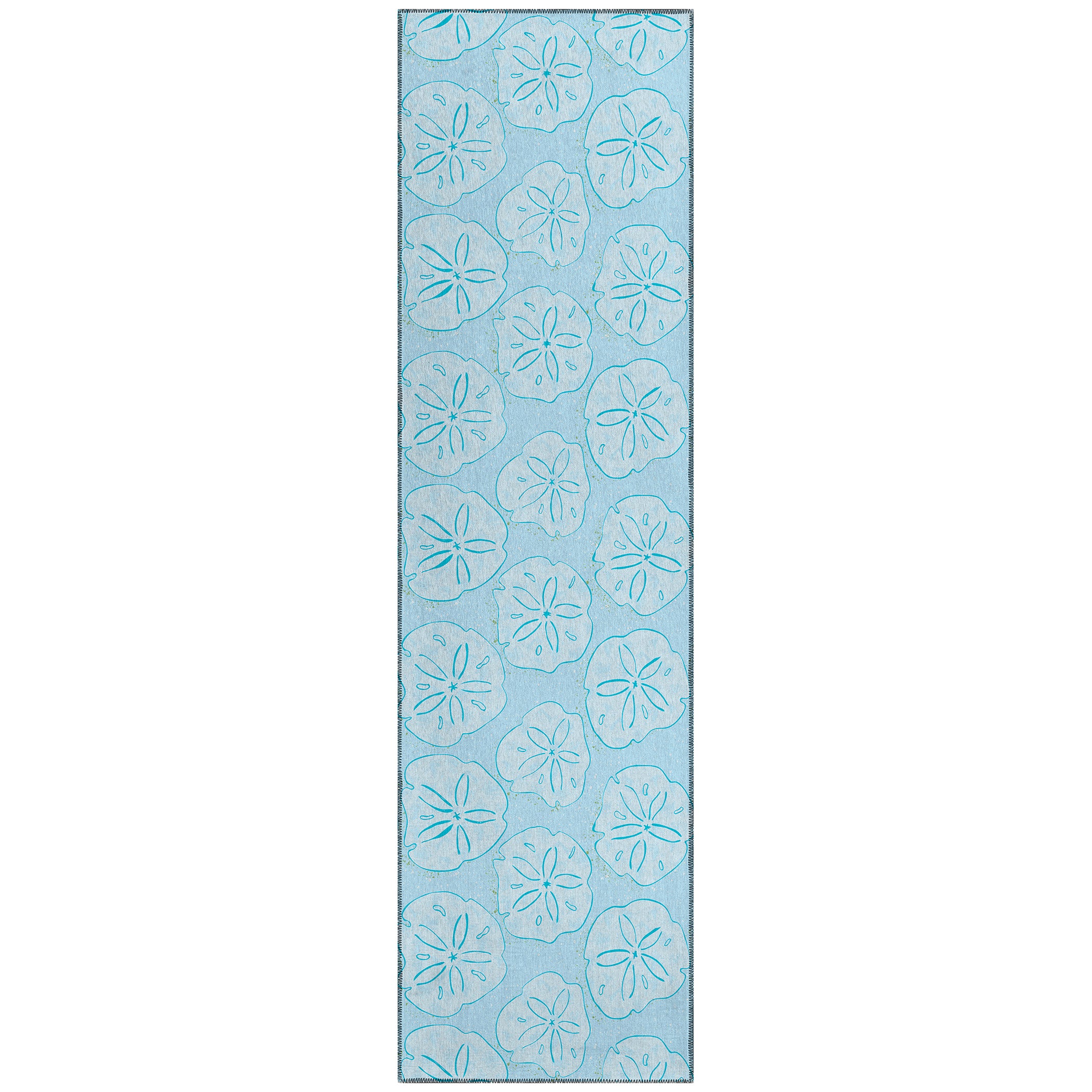 Luxury Machine Washable Indoor/Outdoor Coastal SZ10 Sky Blue Rug 2'3" x 7'6" #shape_Runner