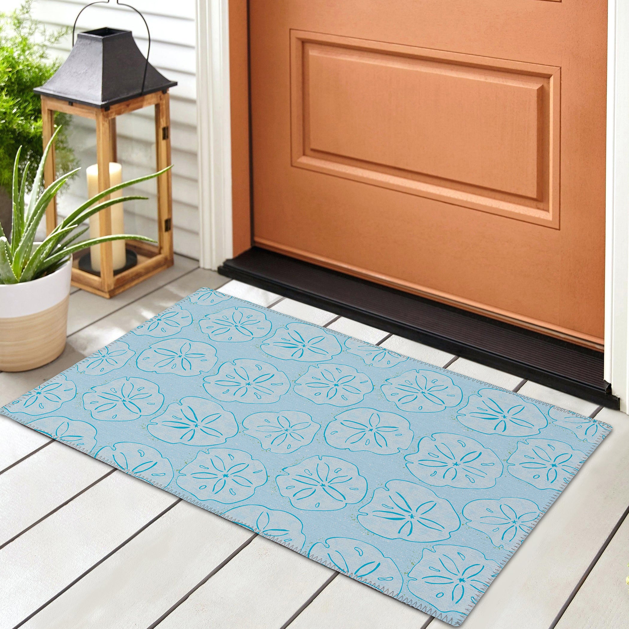 Luxury Machine Washable Indoor/Outdoor Coastal SZ10 Sky Blue Rug 1'8" x 2'6" #shape_Rectangle
