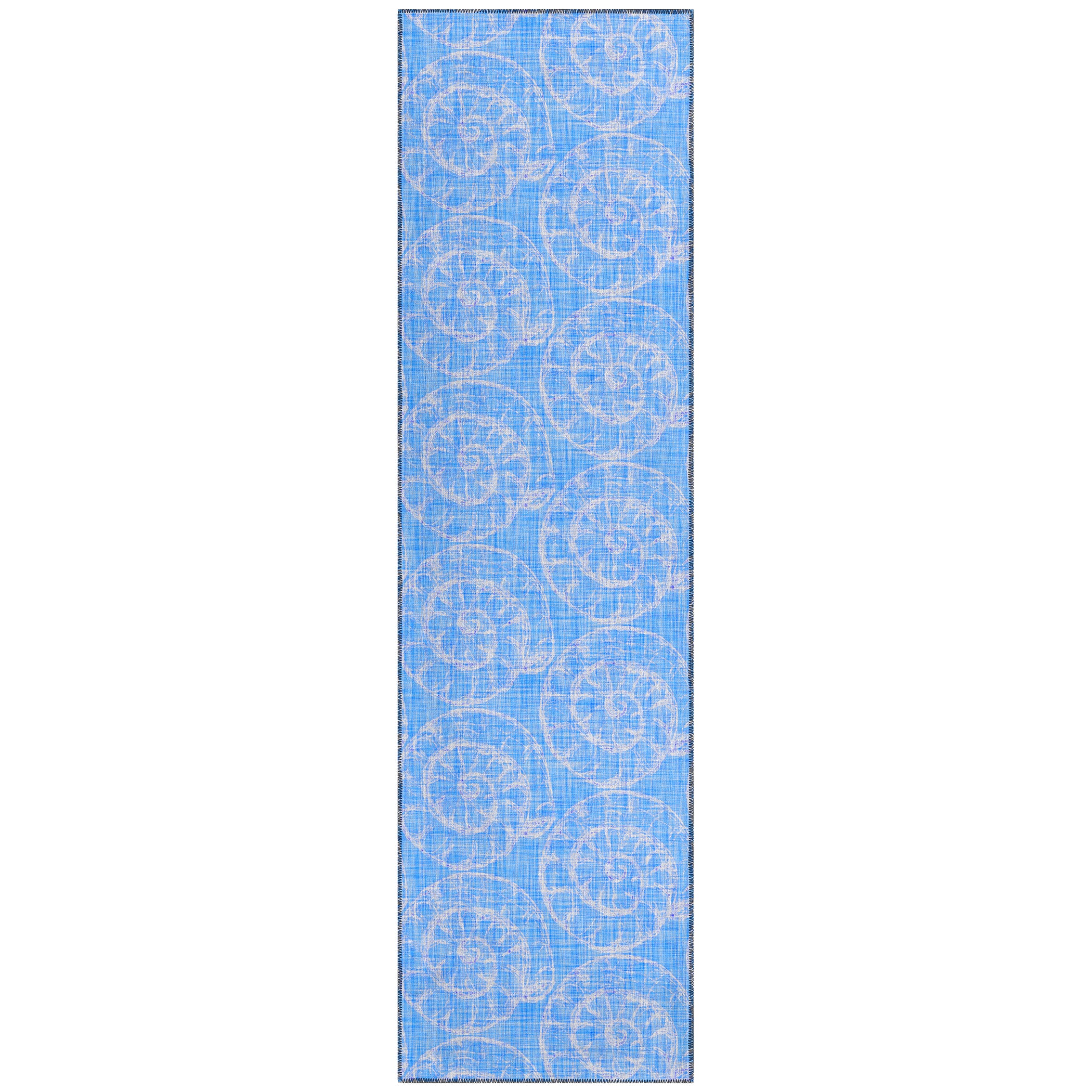 Luxury Machine Washable Indoor/Outdoor Coastal SZ11 Cobalt Blue Rug 2'3" x 7'6" #shape_Runner