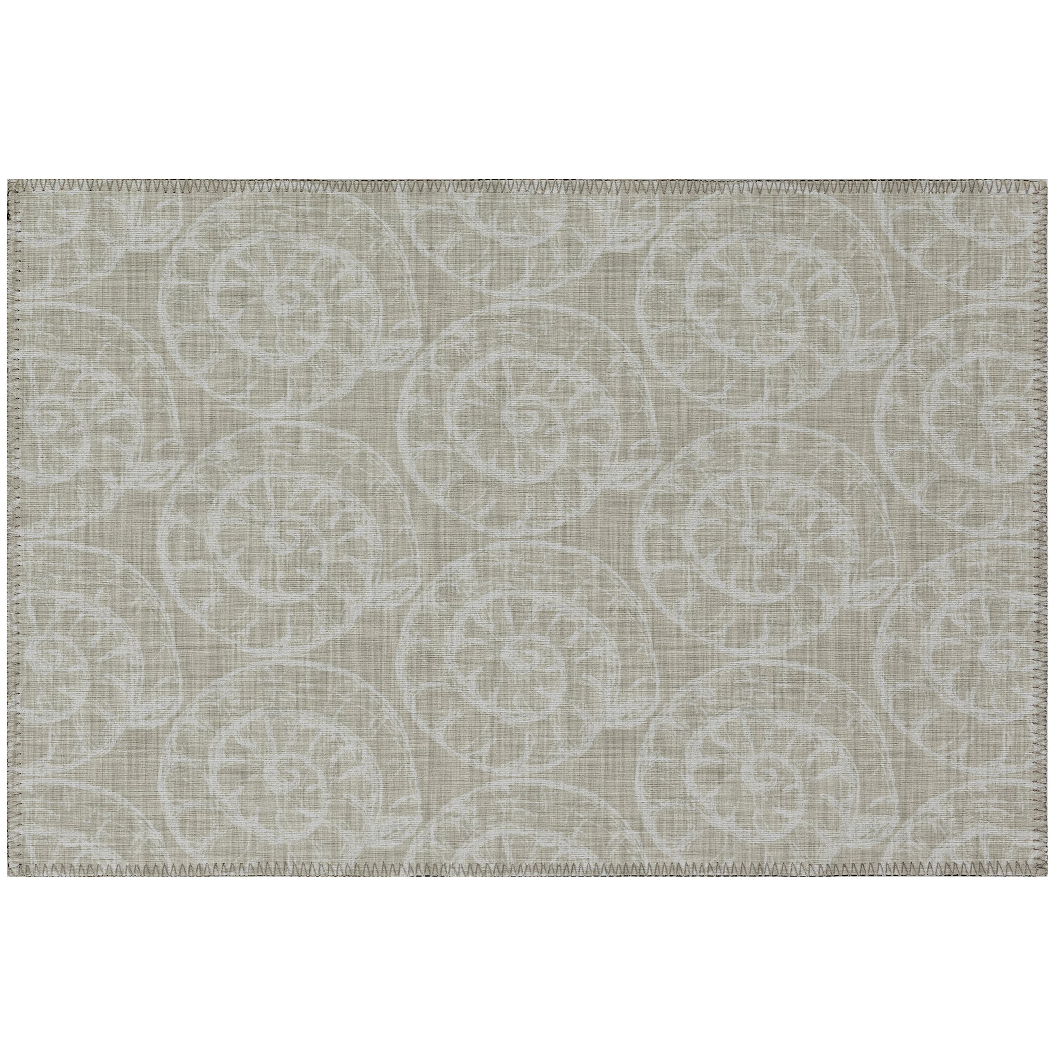 Luxury Machine Washable Indoor/Outdoor Coastal SZ11 Taupe Brown Rug 1'8" x 2'6" #shape_Rectangle