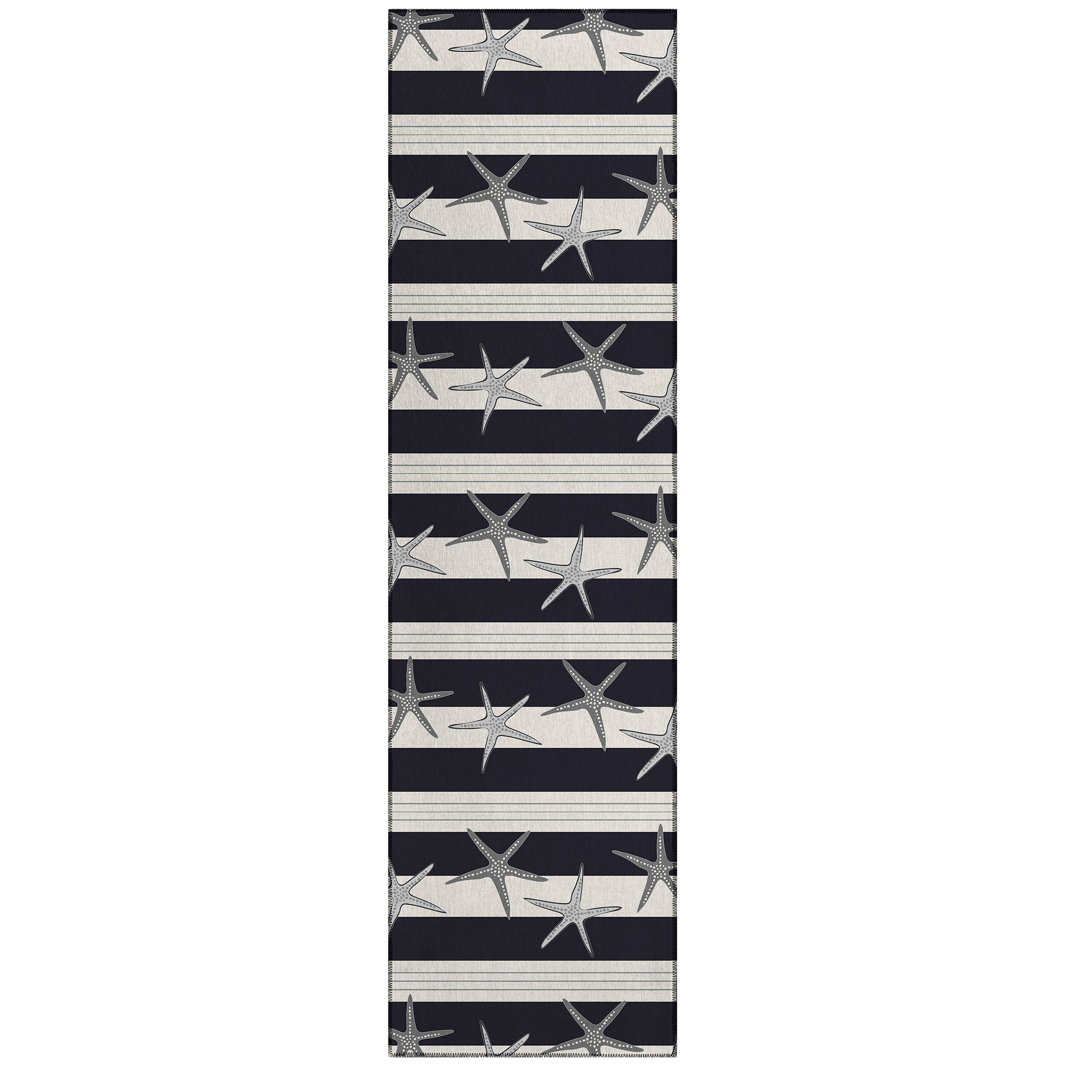 Luxury Machine Washable Indoor/Outdoor Coastal SZ12 Black Rug 2'3" x 7'6" #shape_Runner