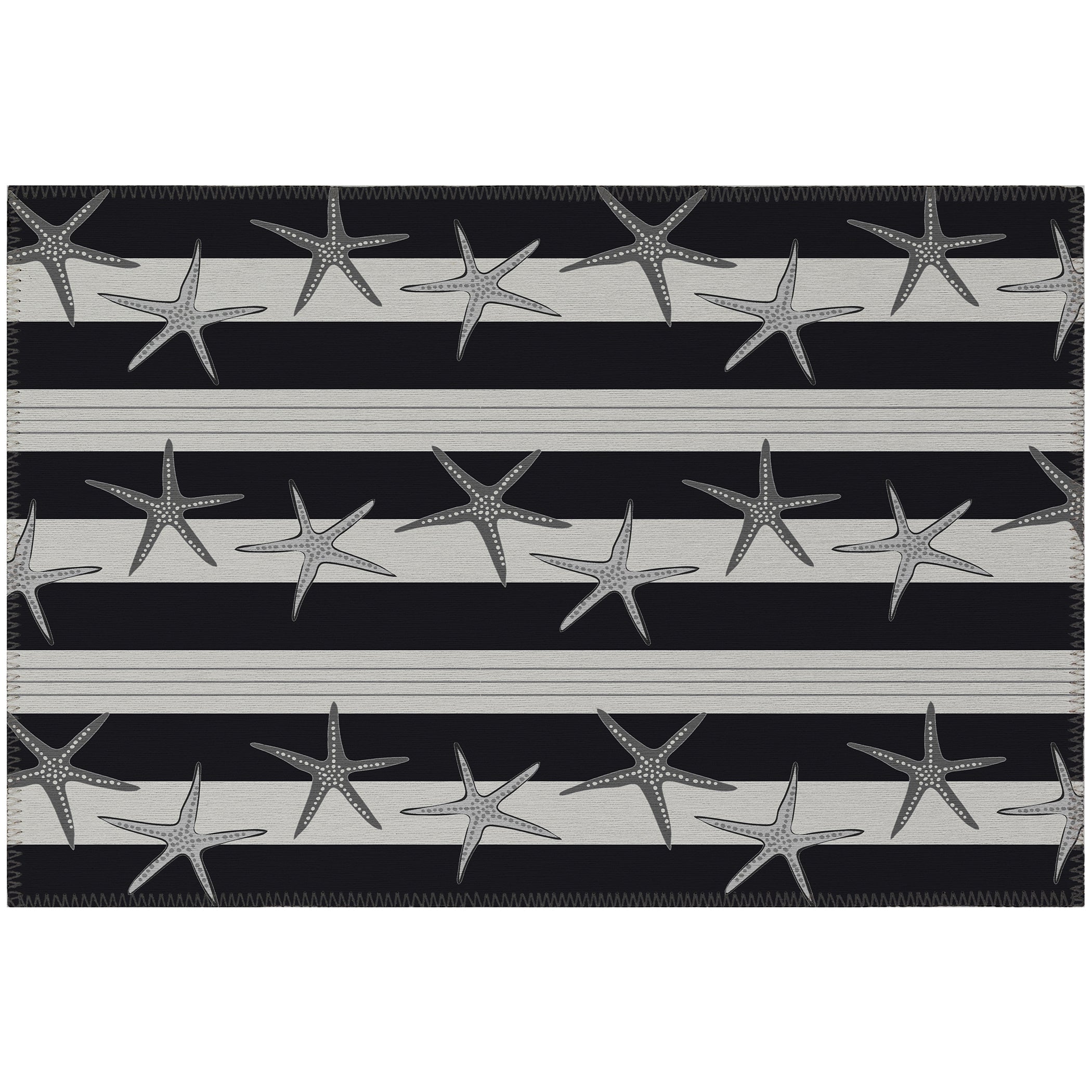 Luxury Machine Washable Indoor/Outdoor Coastal SZ12 Black Rug 1'8" x 2'6" #shape_Rectangle