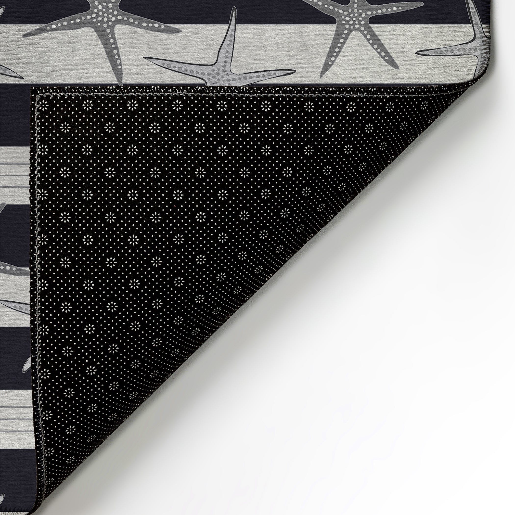 Luxury Machine Washable Indoor/Outdoor Coastal SZ12 Black Rug 1'8" x 2'6" #shape_Rectangle