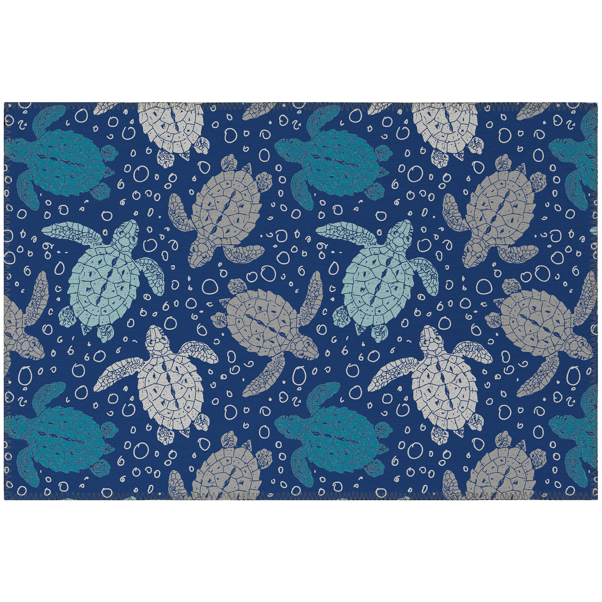 Luxury Machine Washable Indoor/Outdoor Coastal SZ13 Navy Blue Rug 1'8" x 2'6" #shape_Rectangle