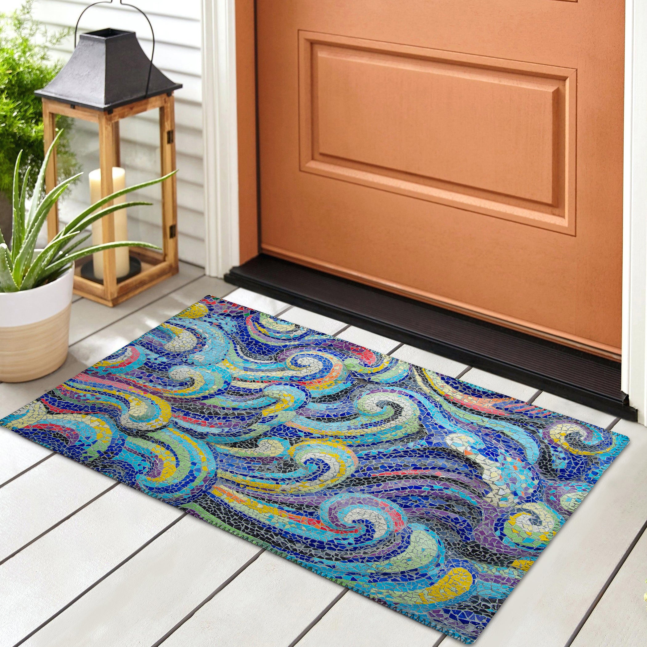Luxury Machine Washable Indoor/Outdoor Coastal SZ14 Indigo Blue Rug 1'8" x 2'6" #shape_Rectangle