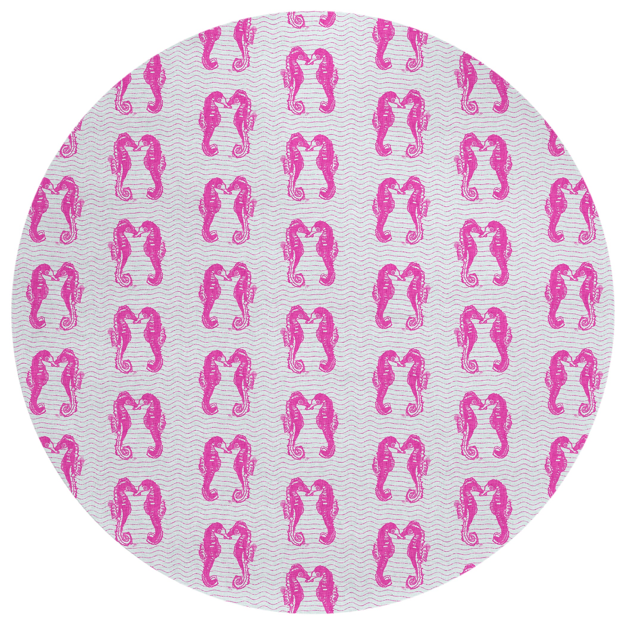 Luxury Machine Washable Indoor/Outdoor Coastal SZ15 Flamingo Pink Rug 8' x 8' #shape_Round