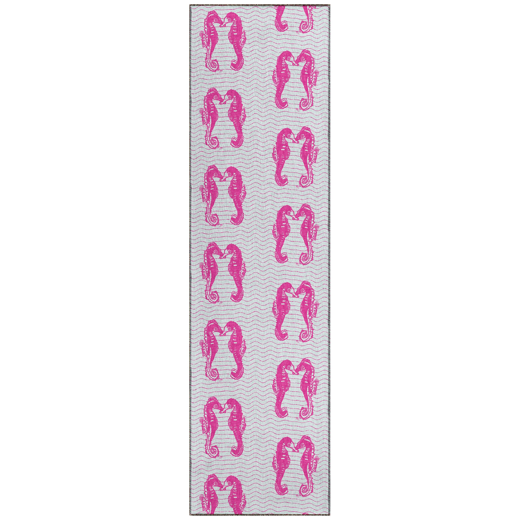 Luxury Machine Washable Indoor/Outdoor Coastal SZ15 Flamingo Pink Rug 2'3" x 7'6" #shape_Runner