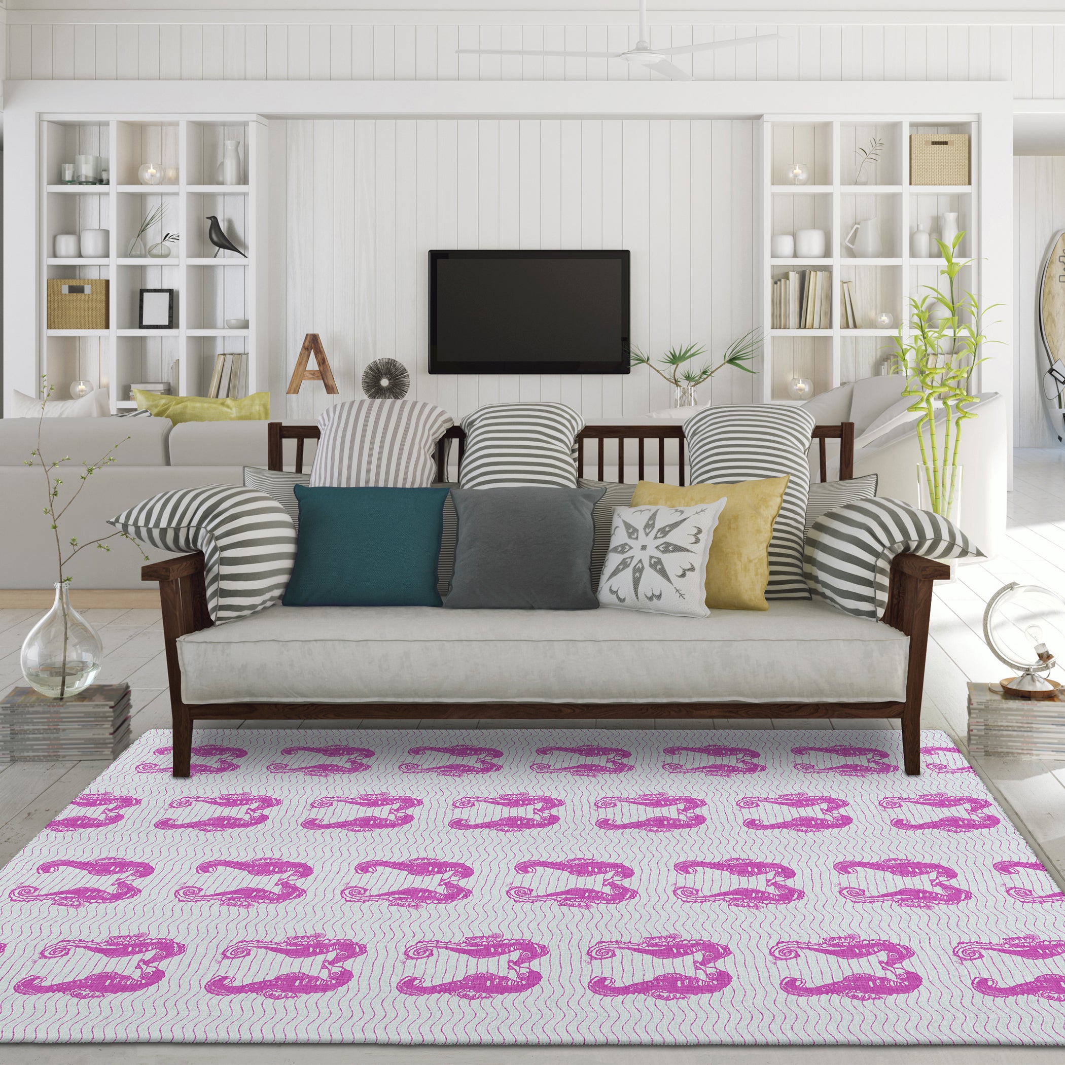 Luxury Machine Washable Indoor/Outdoor Coastal SZ15 Flamingo Pink Rug 2'6" x 3'10" #shape_Rectangle
