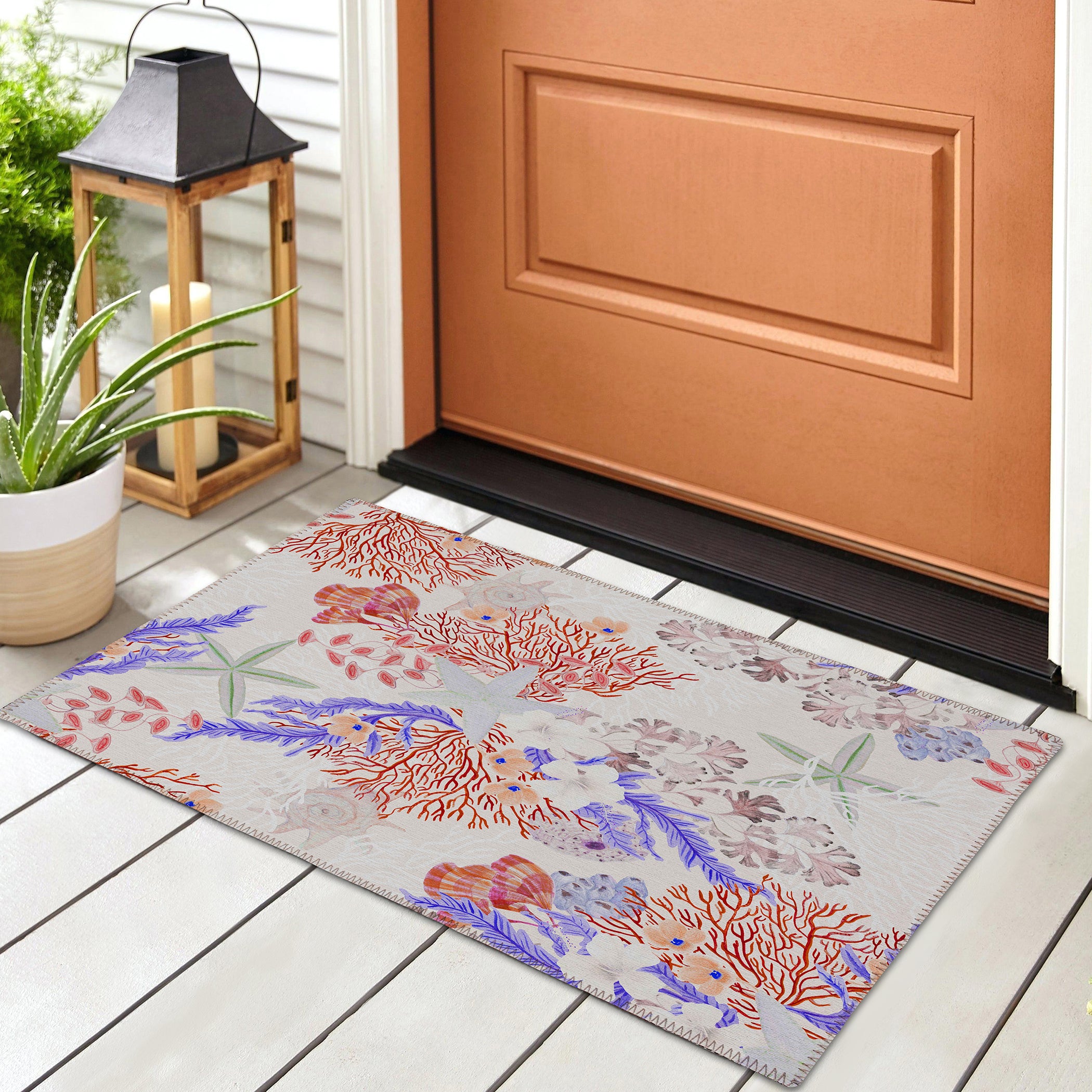 Luxury Machine Washable Indoor/Outdoor Coastal SZ1 Ivory Rug 1'8" x 2'6" #shape_Rectangle
