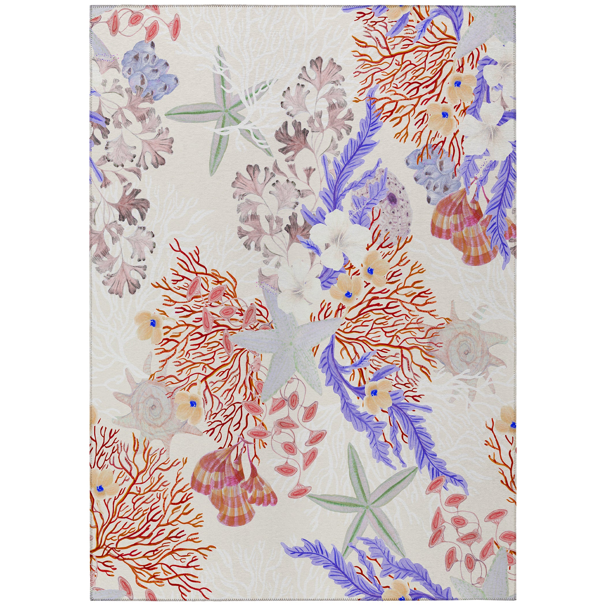 Luxury Machine Washable Indoor/Outdoor Coastal SZ1 Ivory Rug 2'6" x 3'10" #shape_Rectangle