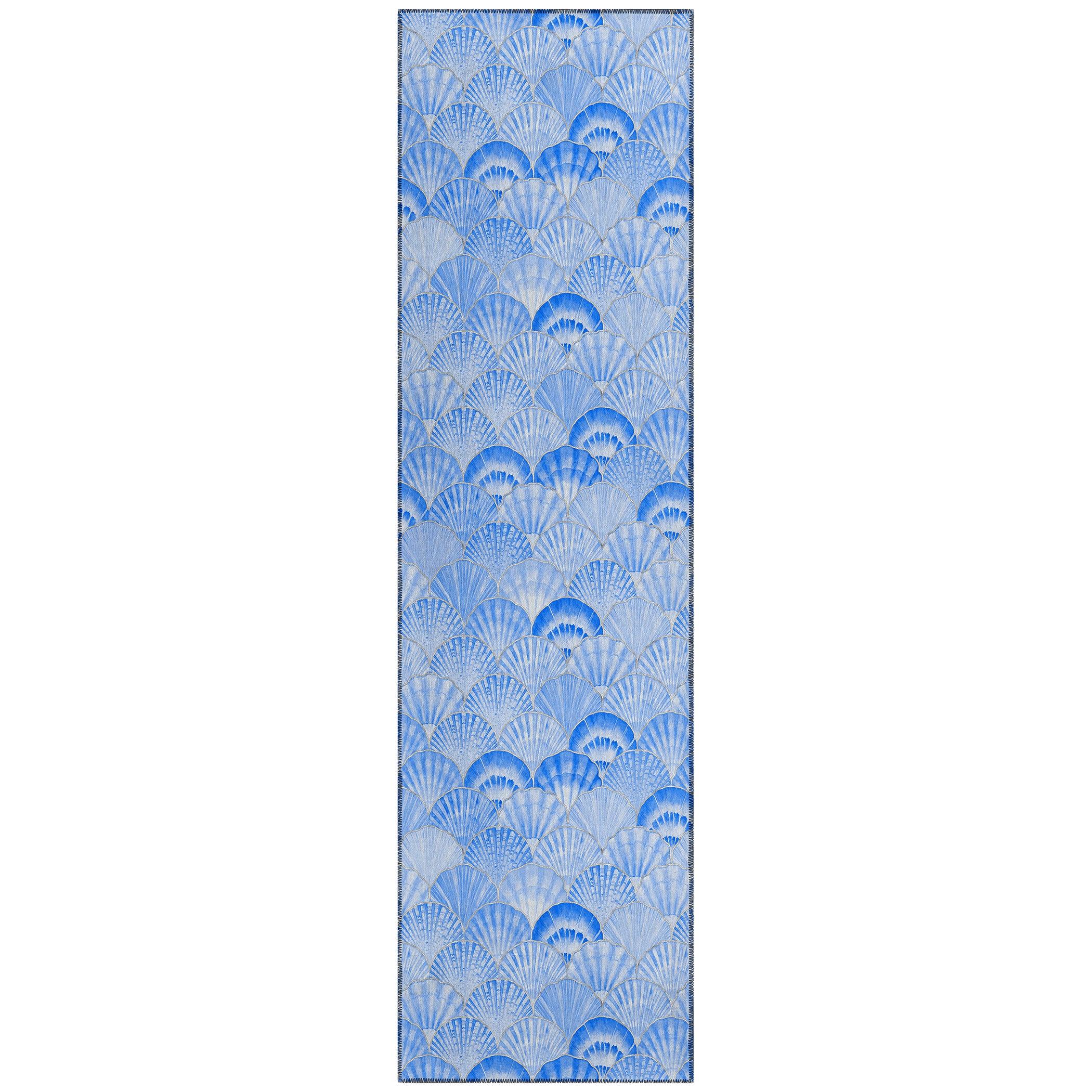 Luxury Machine Washable Indoor/Outdoor Coastal SZ2 Navy Blue Rug 2'3" x 7'6" #shape_Runner