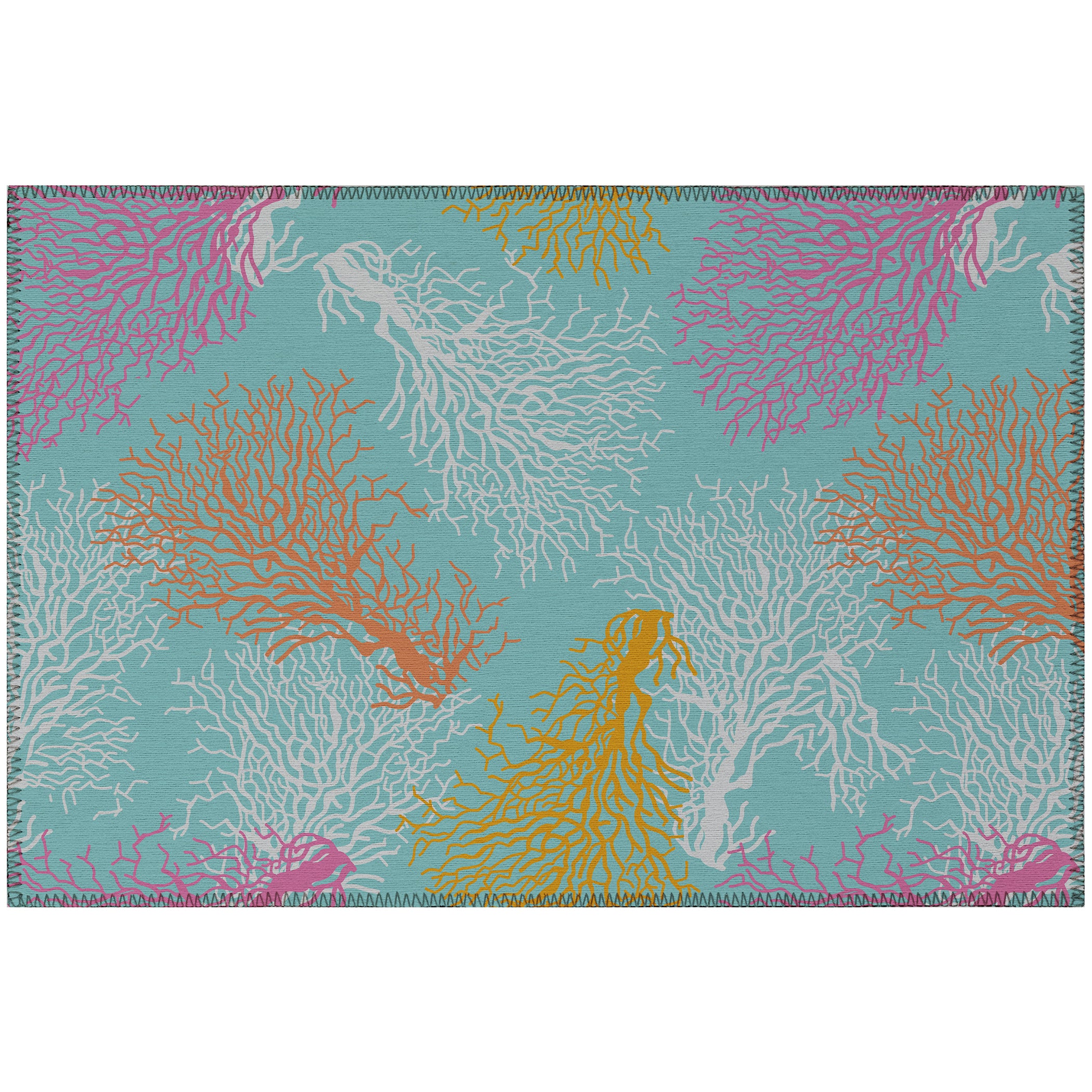 Luxury Machine Washable Indoor/Outdoor Coastal SZ3 Teal Rug 1'8" x 2'6" #shape_Rectangle