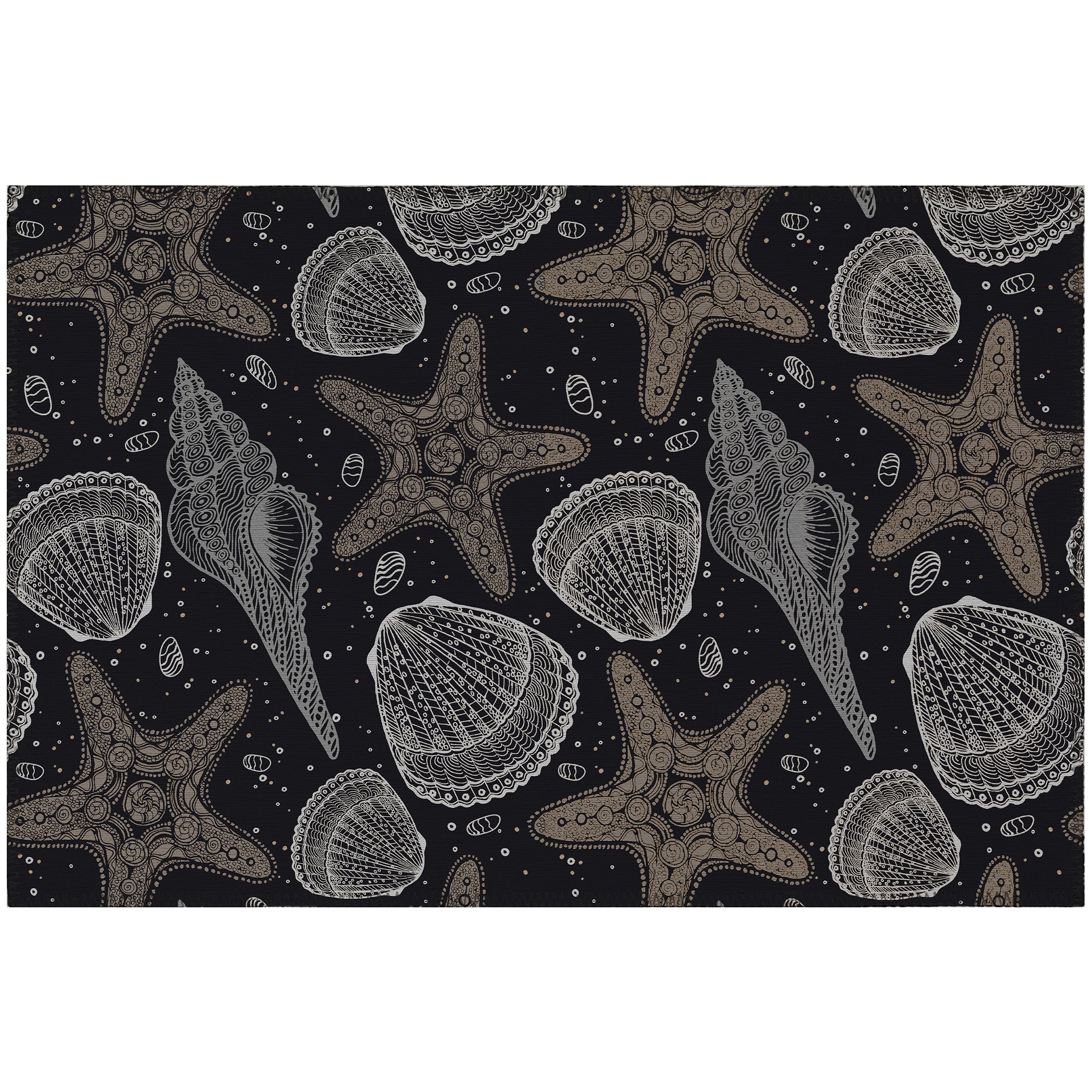 Luxury Machine Washable Indoor/Outdoor Coastal SZ4 Black Rug 1'8" x 2'6" #shape_Rectangle