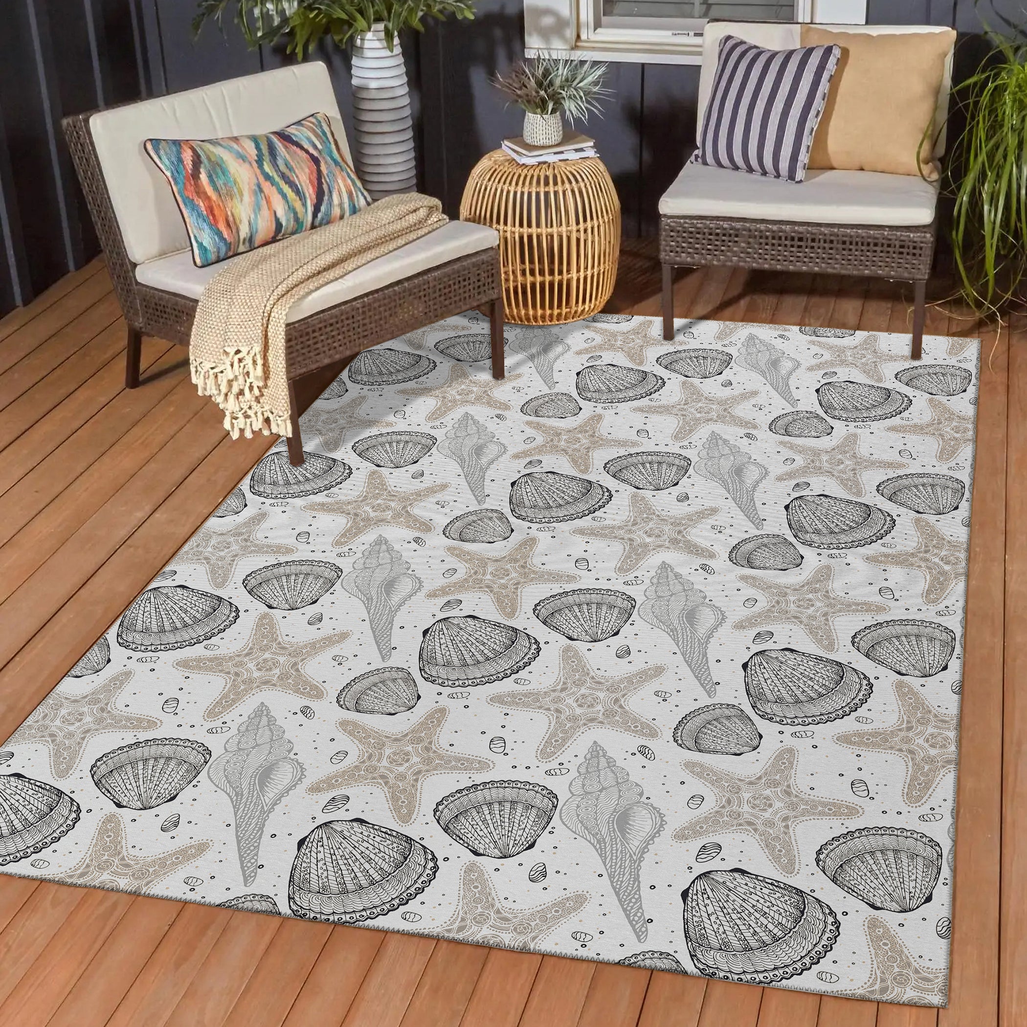 Luxury Machine Washable Indoor/Outdoor Coastal SZ4 Silver Gray Rug 1'8" x 2'6" #shape_Rectangle
