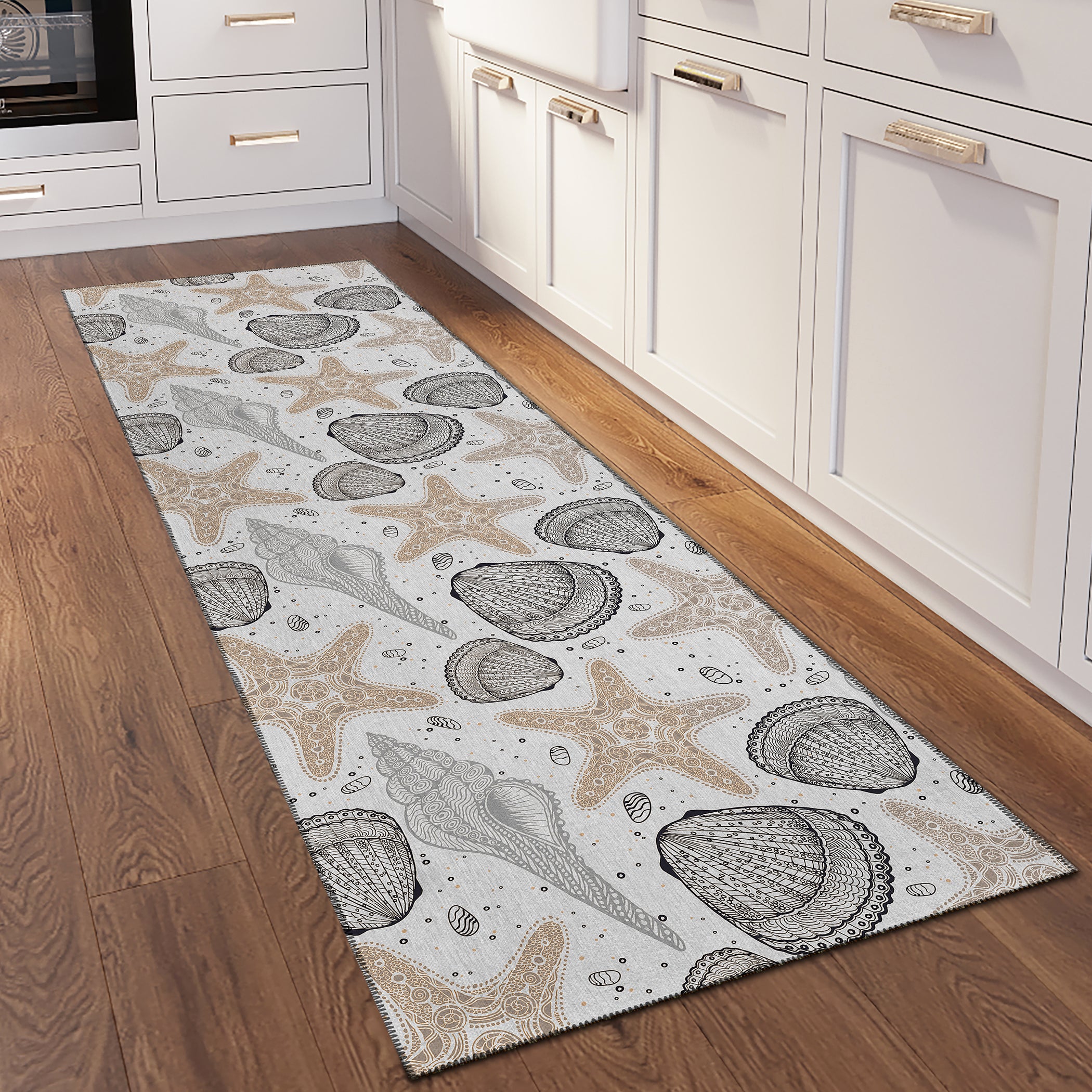 Luxury Machine Washable Indoor/Outdoor Coastal SZ4 Silver Gray Rug 2'3" x 7'6" #shape_Runner