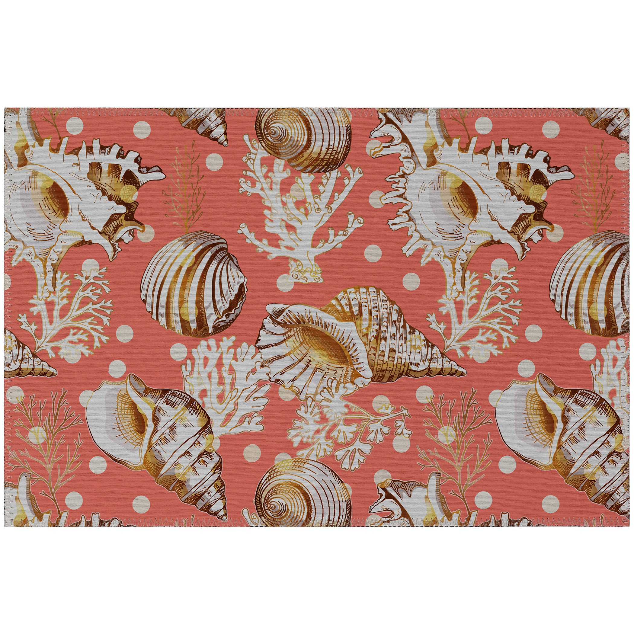 Luxury Machine Washable Indoor/Outdoor Coastal SZ6 Salmon Orange Rug 1'8" x 2'6" #shape_Rectangle