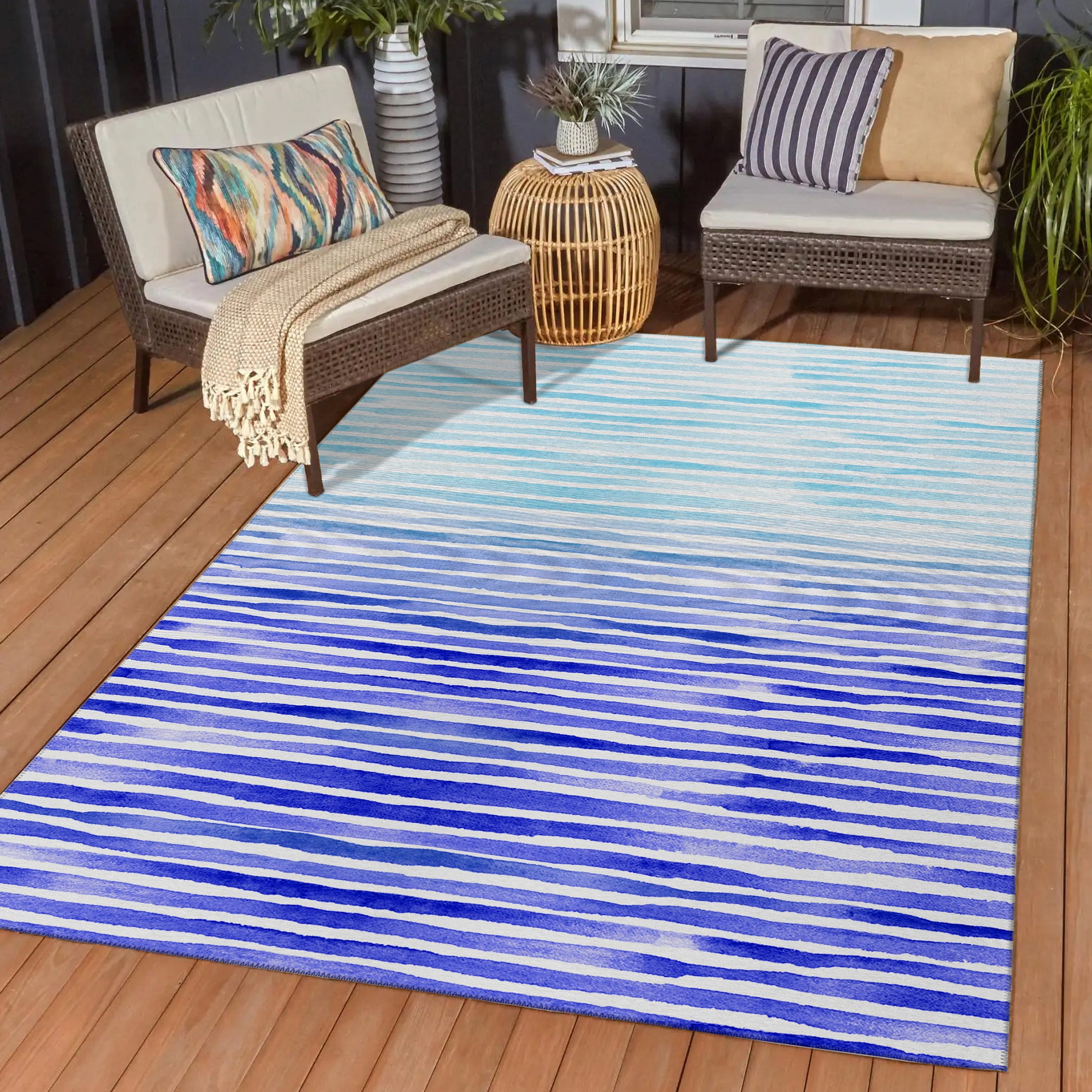 Luxury Machine Washable Indoor/Outdoor Coastal SZ8 Navy Blue Rug 1'8" x 2'6" #shape_Rectangle