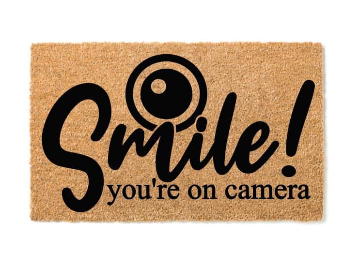 Smile You're On Camera Welcome Mat