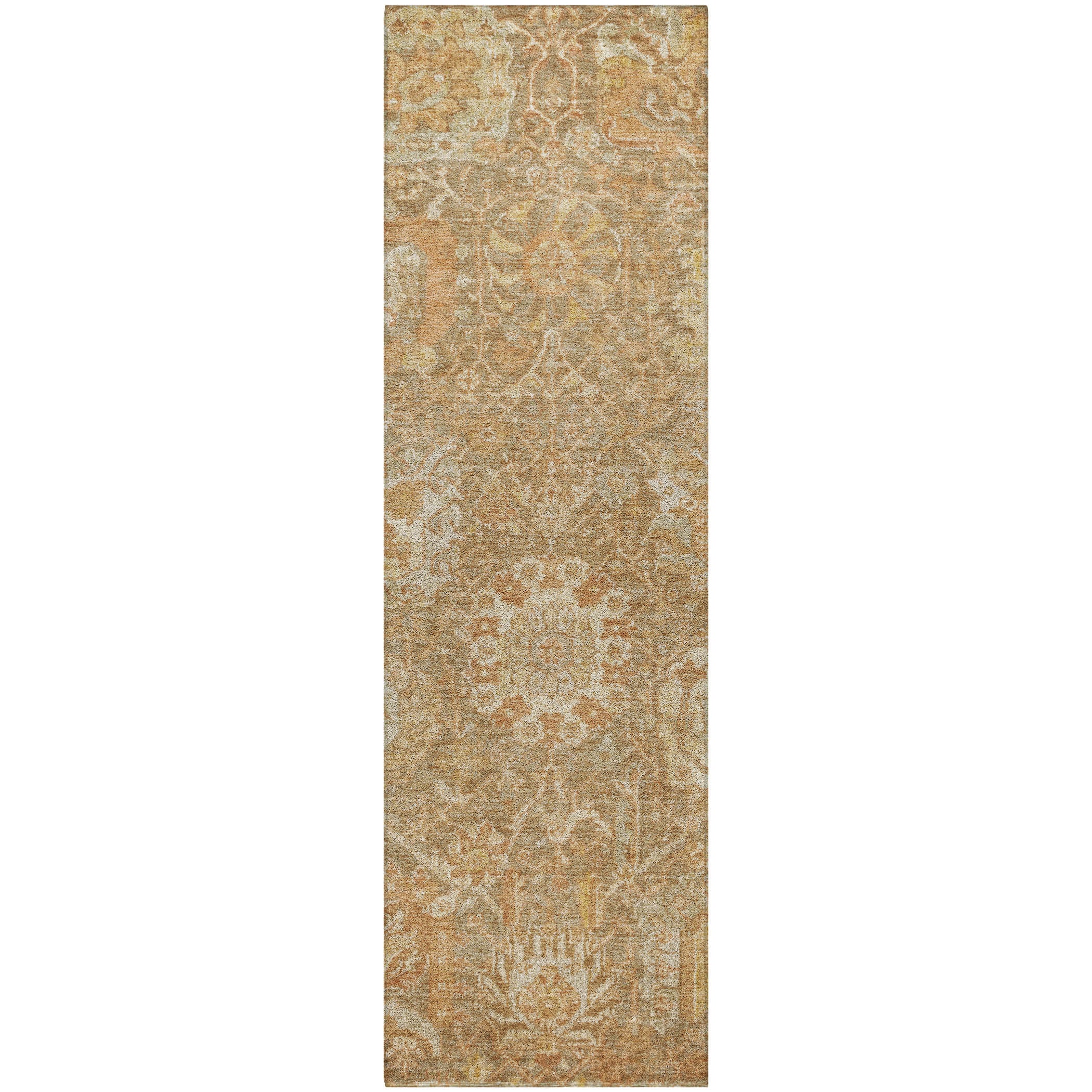 Luxury Washable Indoor/Outdoor Traditional TB10 Khaki Brown Rug 2'3" x 7'6" #shape_Runner